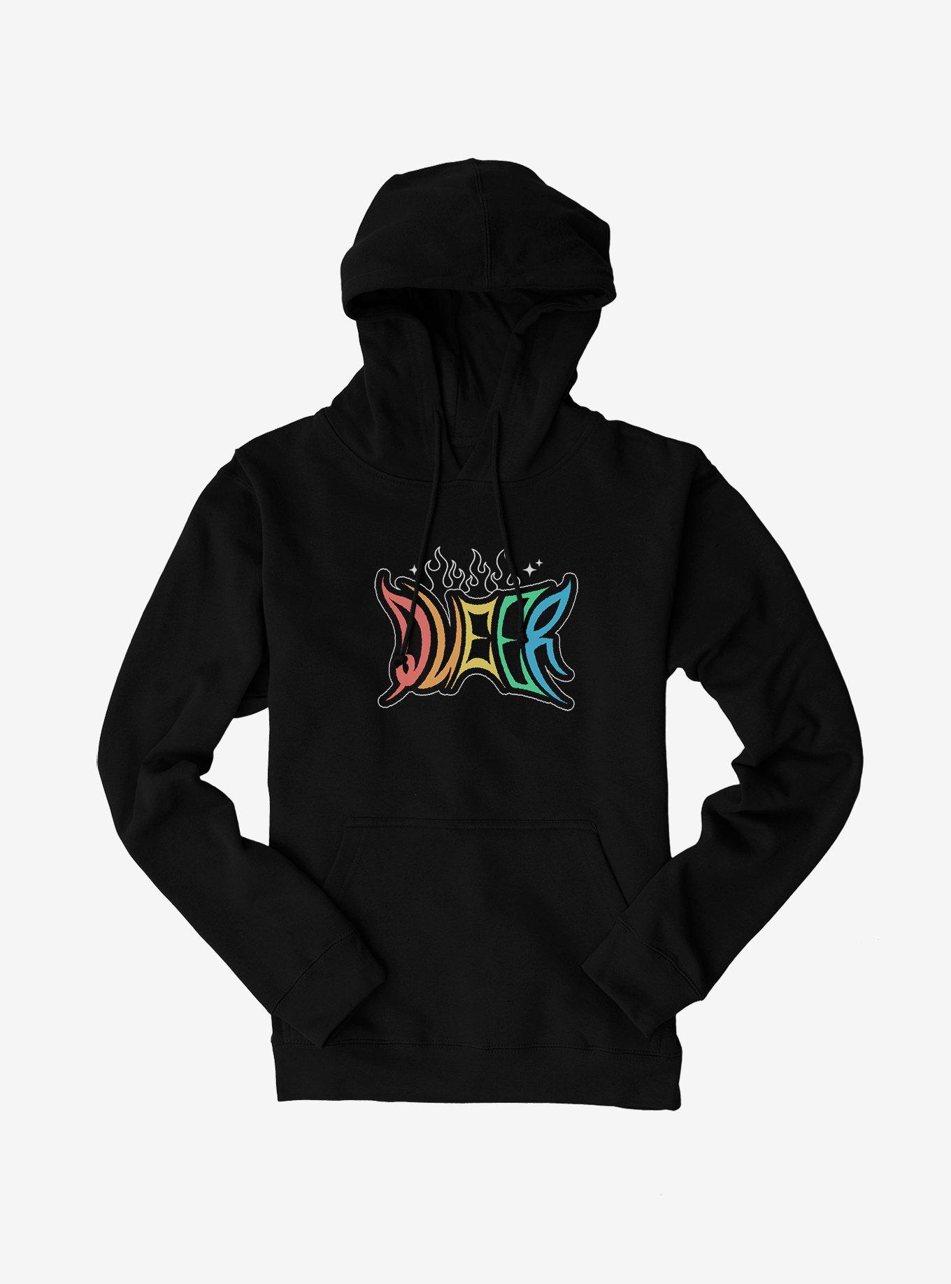 Pride Queer Flames Hoodie, BLACK, hi-res