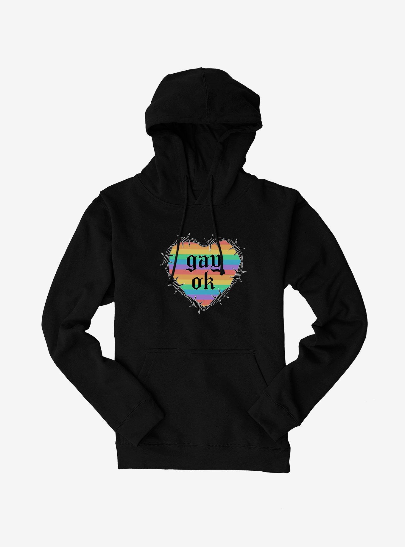 Pride Gay Ok Rainbow Heart Hoodie, , hi-res