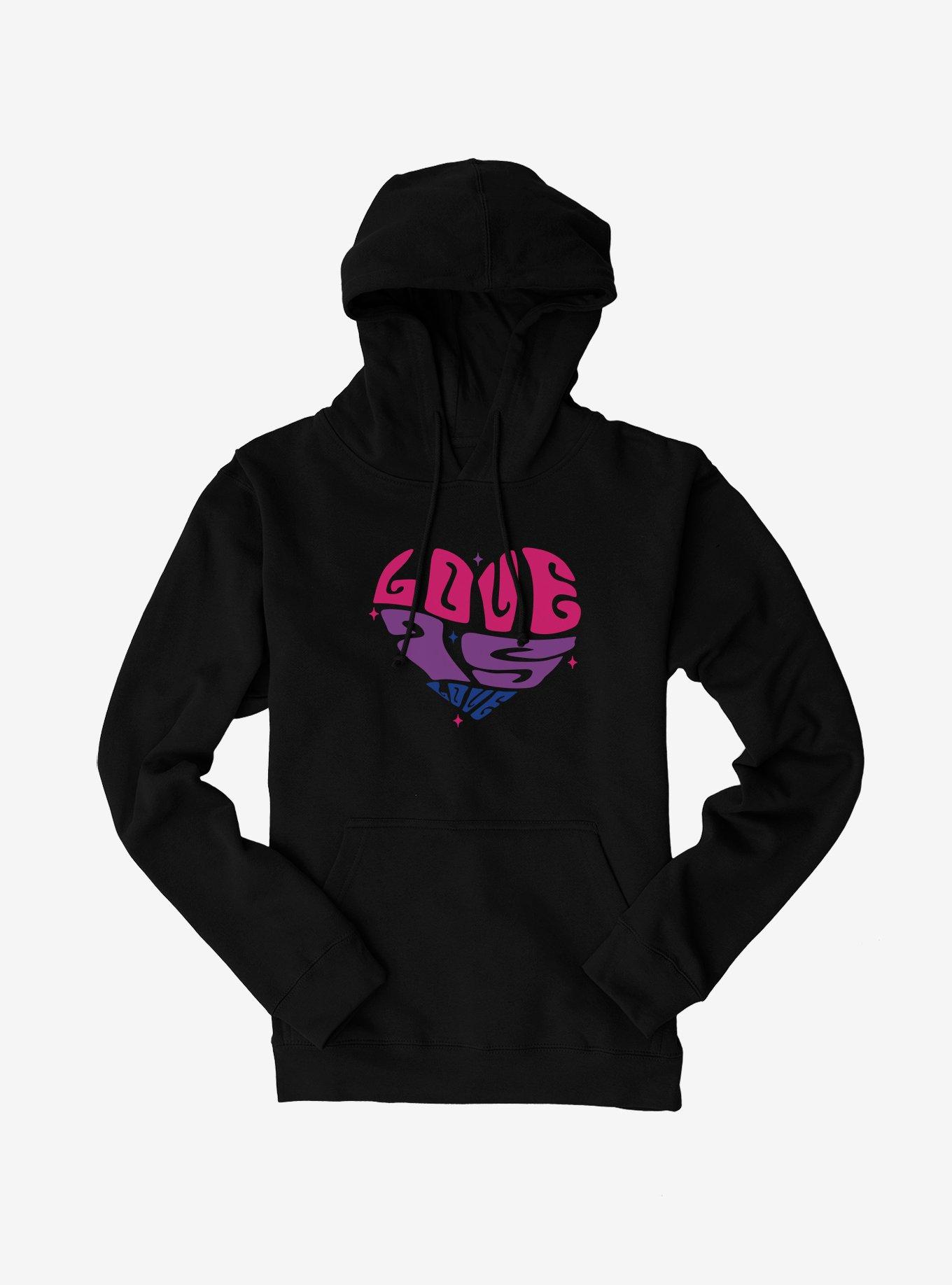 Pride Love Is Love Bisexual Colors Hoodie, BLACK, hi-res