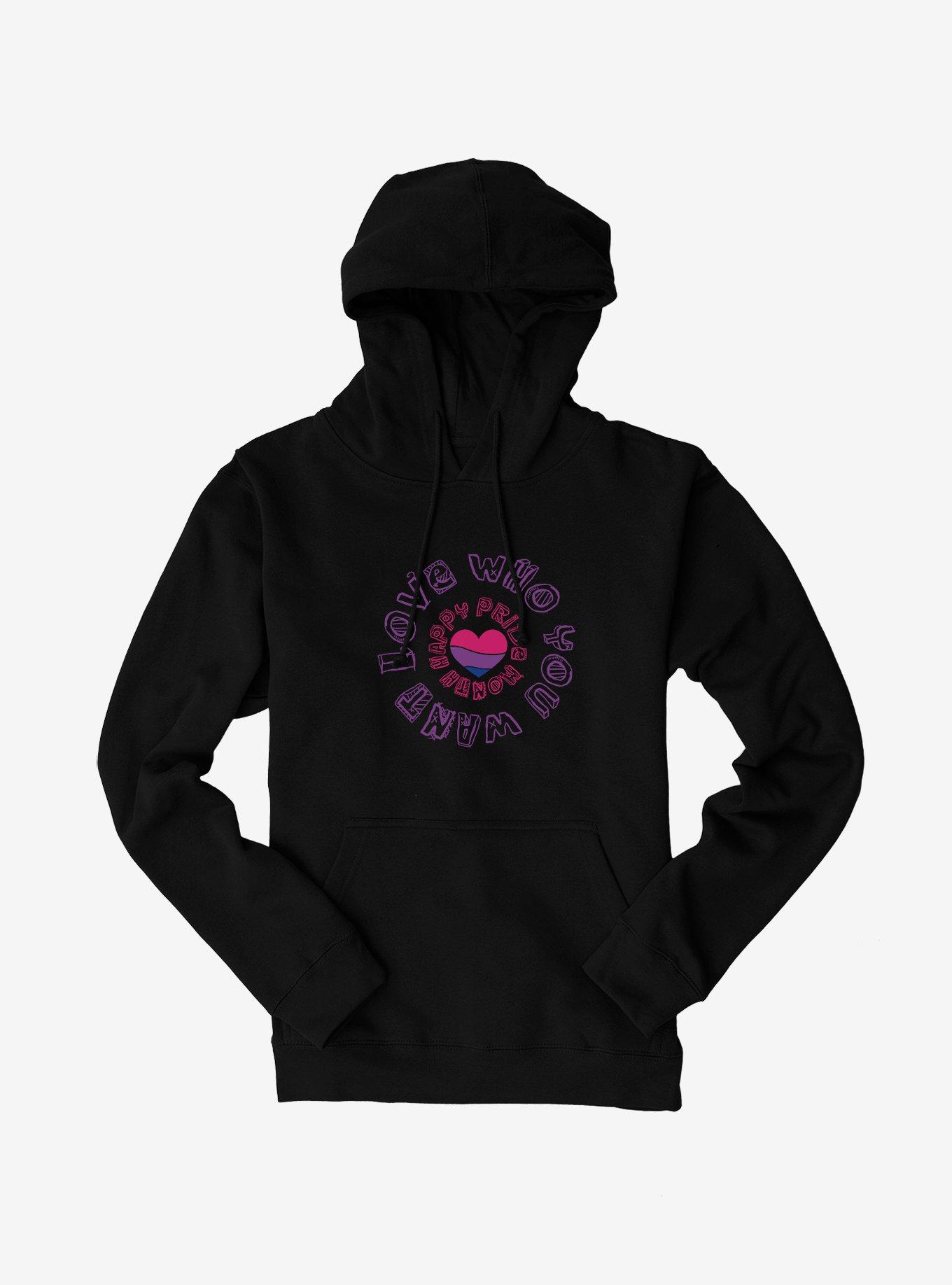 Pride Bisexual Heart Love Who You Want Hoodie, BLACK, hi-res