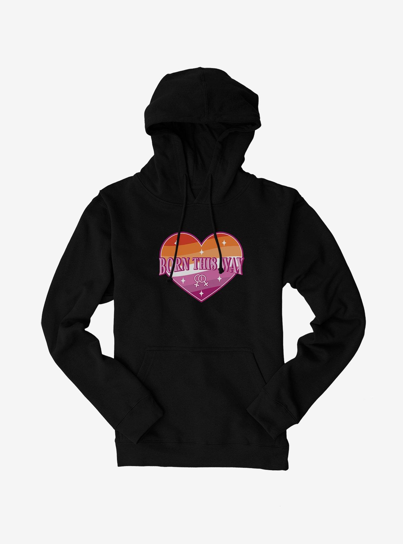 Pride Born This Way Lesbian Heart Hoodie, BLACK, hi-res