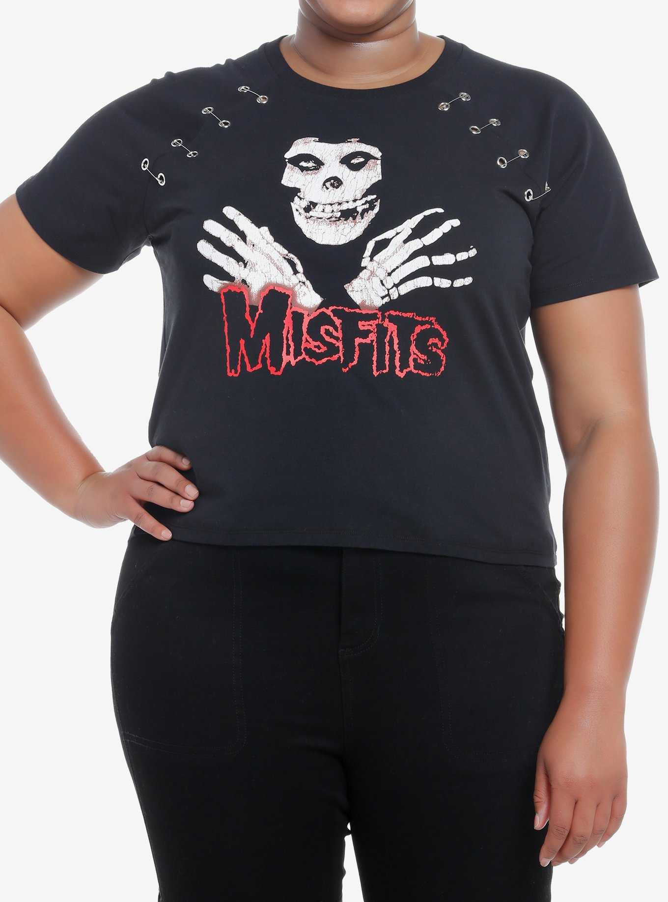 Misfits X Social Collision Fiend Safety Pin Girls Raglan T-Shirt Plus Size Hot Topic Exclusive, , hi-res