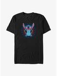 Disney Lilo & Stitch Patriotic Hibiscus Flowers Stitch T-Shirt, BLACK, hi-res