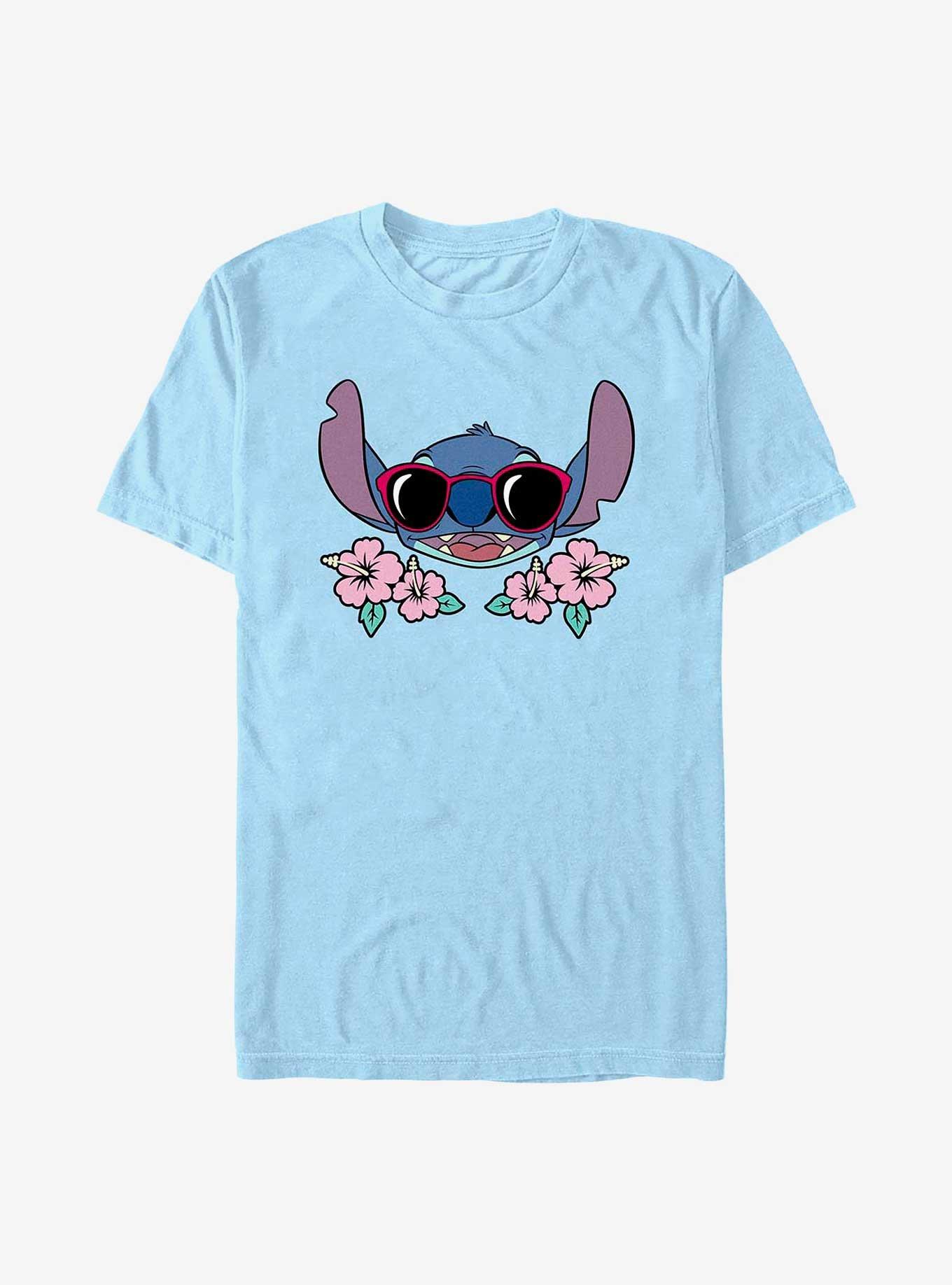 Disney Lilo & Stitch Shades Stitch Flowers T-Shirt - BLUE | BoxLunch