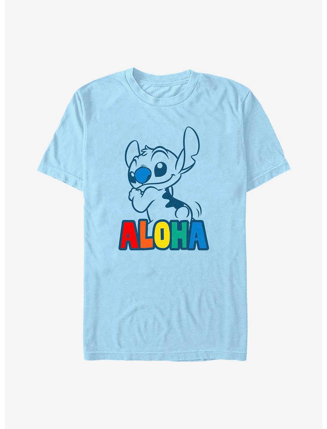 Disney Lilo & Stitch Aloha Rainbow Stitch T-Shirt, LT BLUE, hi-res