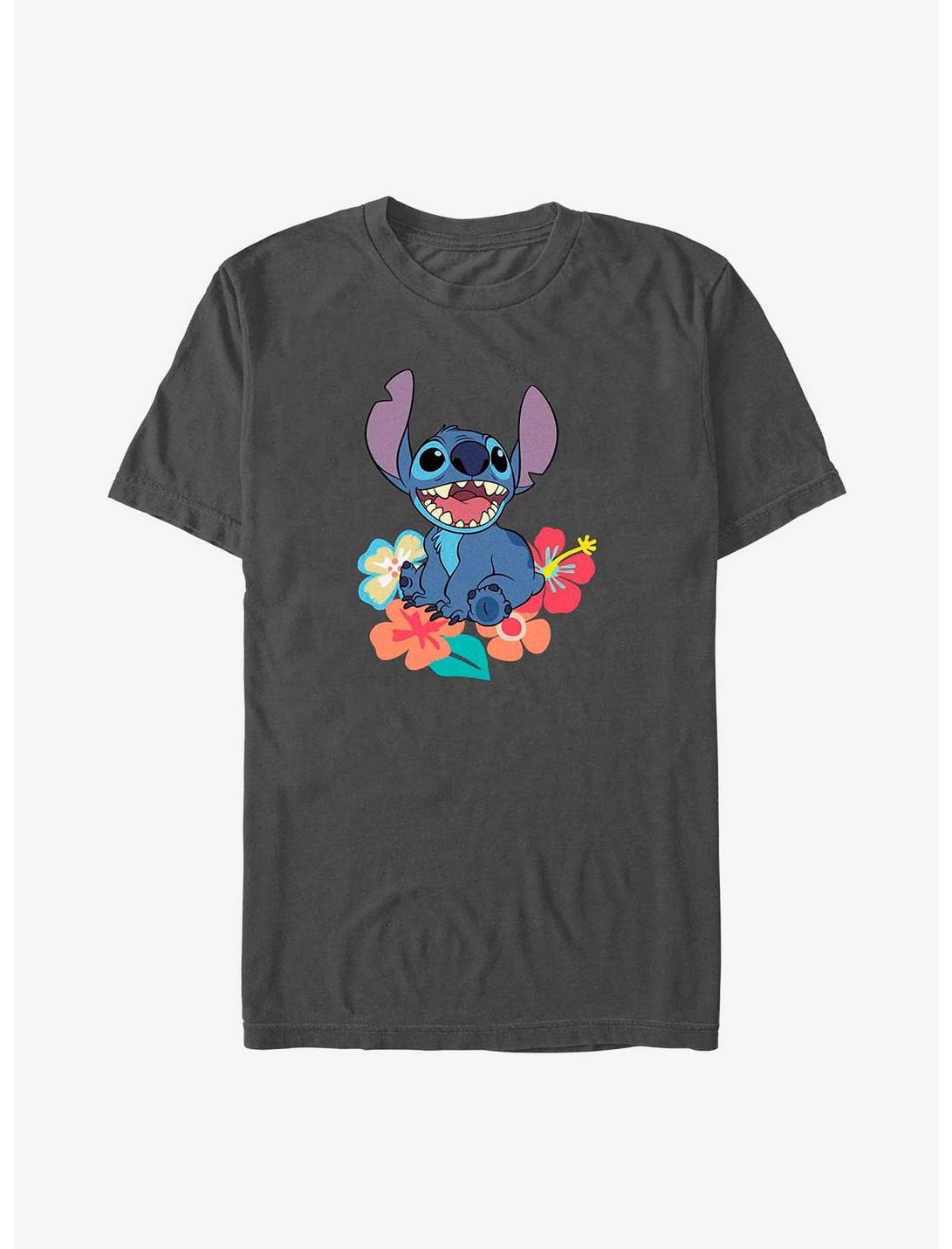 Disney Lilo & Stitch Floral Sitting Stitch T-Shirt, CHARCOAL, hi-res