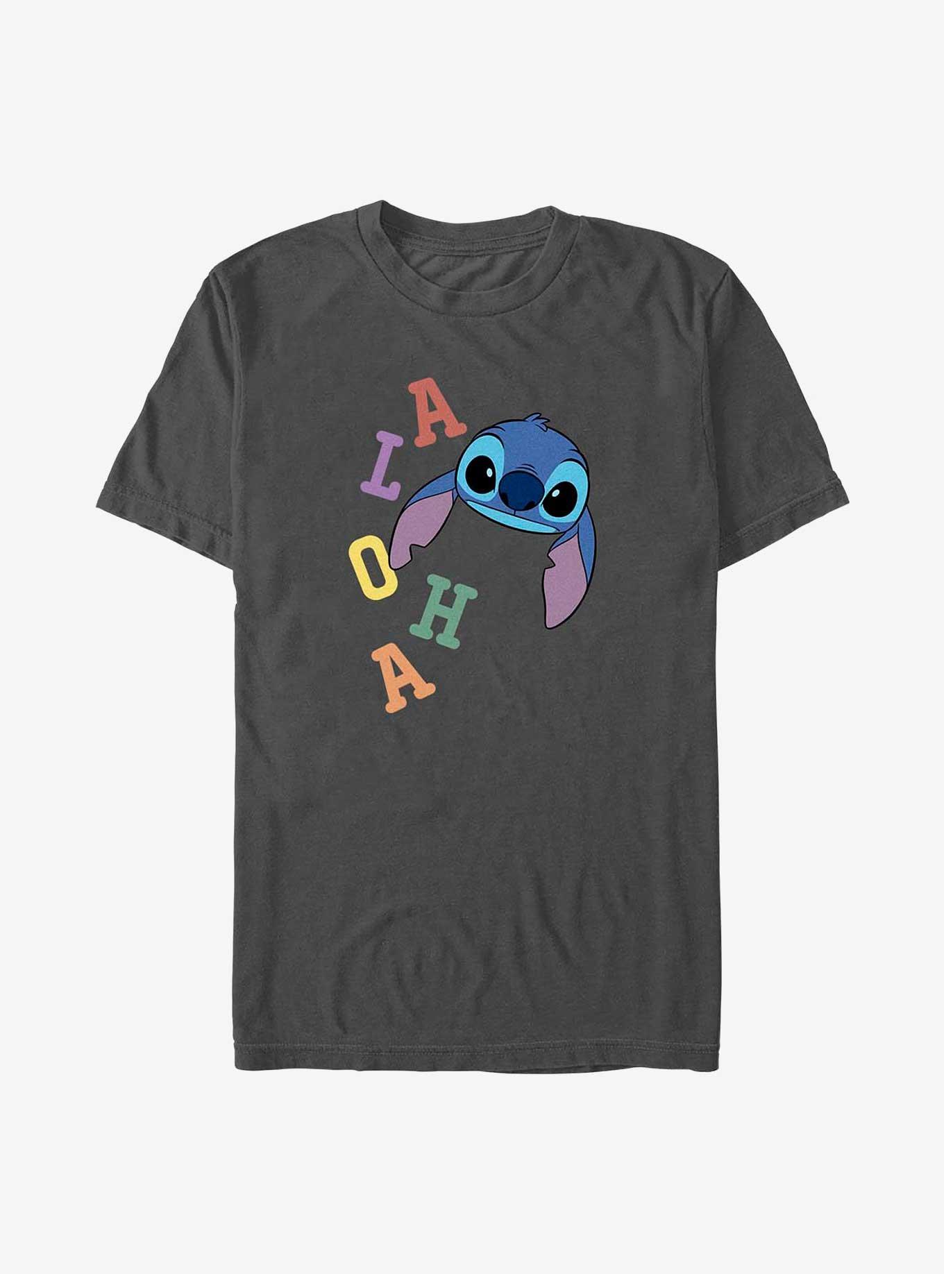 Disney Lilo & Stitch Aloha Colorful Letters T-Shirt, CHARCOAL, hi-res