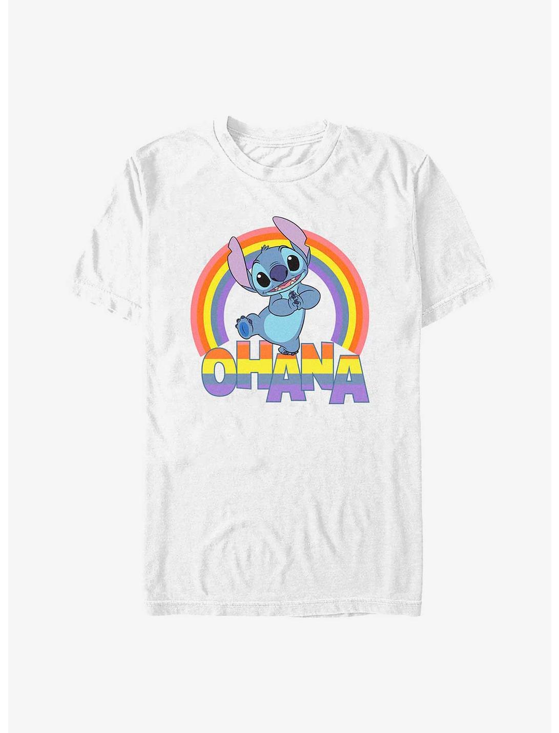Disney Lilo & Stitch Rainbow Ohana Stitch T-Shirt, WHITE, hi-res
