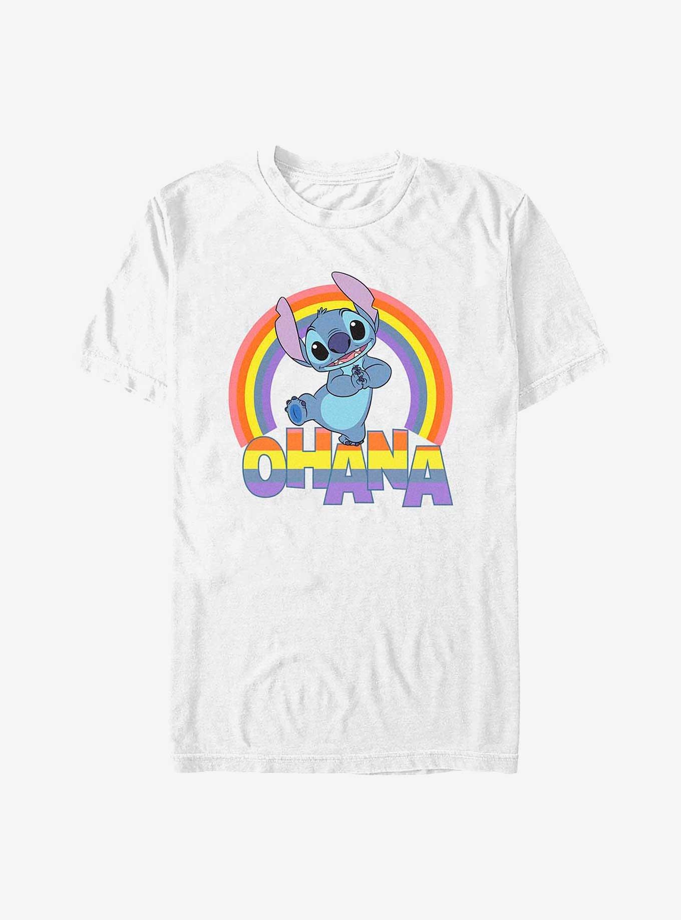 Disney Lilo & Stitch Rainbow Ohana Stitch T-Shirt, WHITE, hi-res