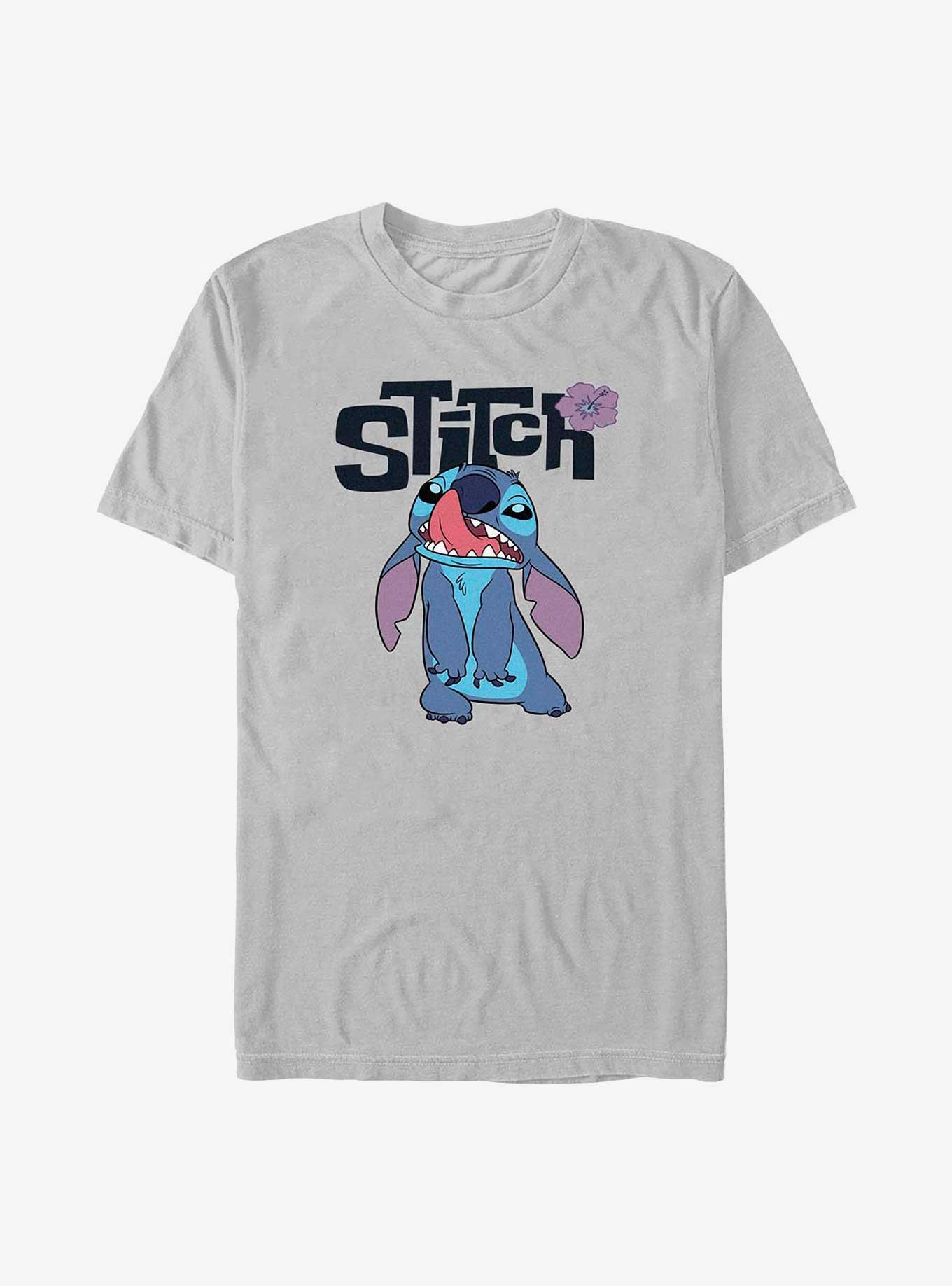 Disney Lilo & Stitch Silly Face Flower Stitch T-Shirt, SILVER, hi-res