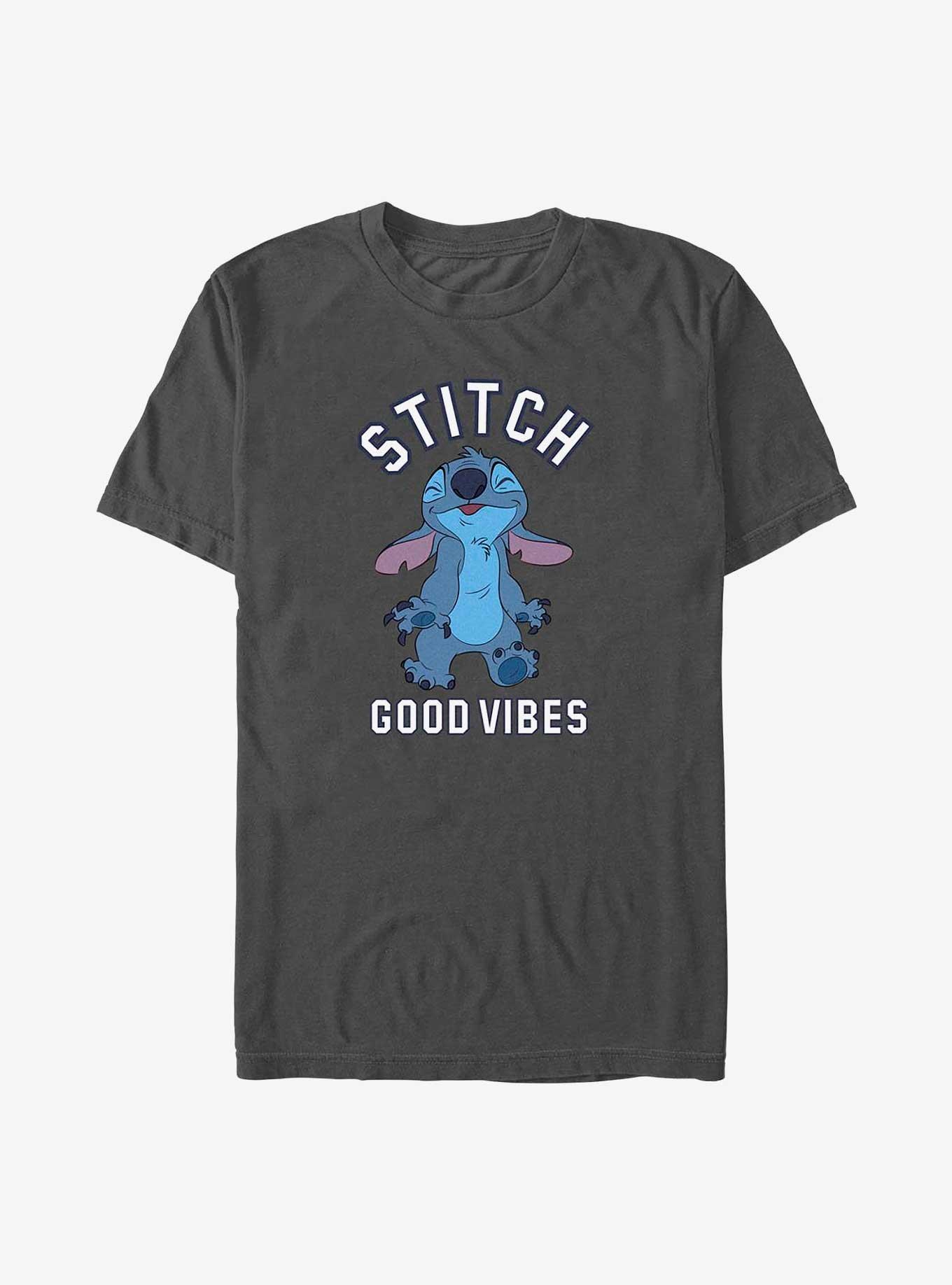 Disney Lilo & Stitch Good Vibes Happy Stitch T-Shirt, CHARCOAL, hi-res