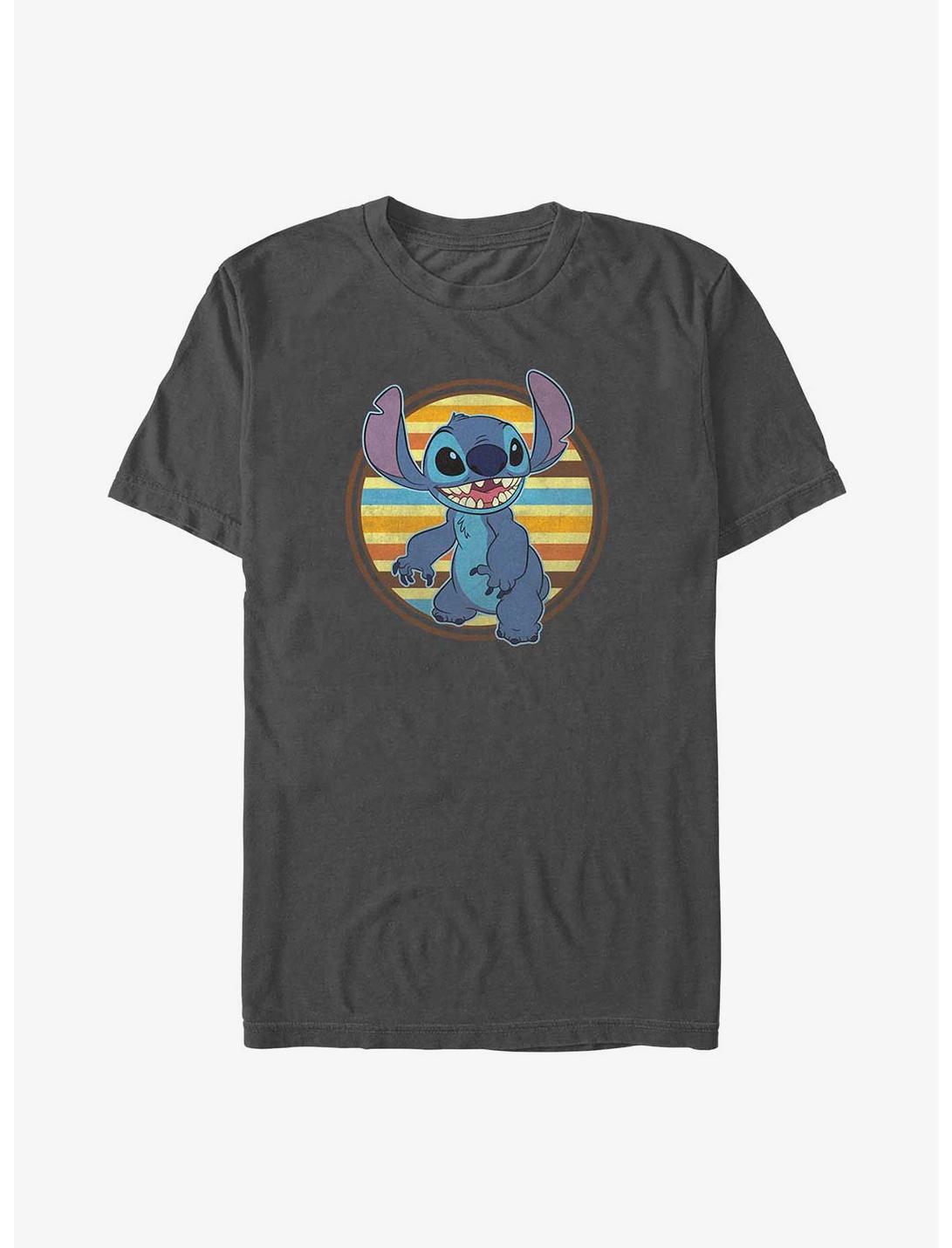 Disney Lilo & Stitch Retro Stripe Stitch T-Shirt, CHARCOAL, hi-res