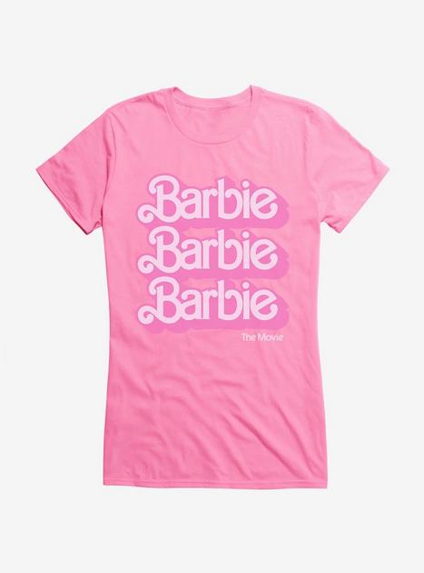 Barbie The Movie Text Stack Girls T-Shirt - PINK | Hot Topic