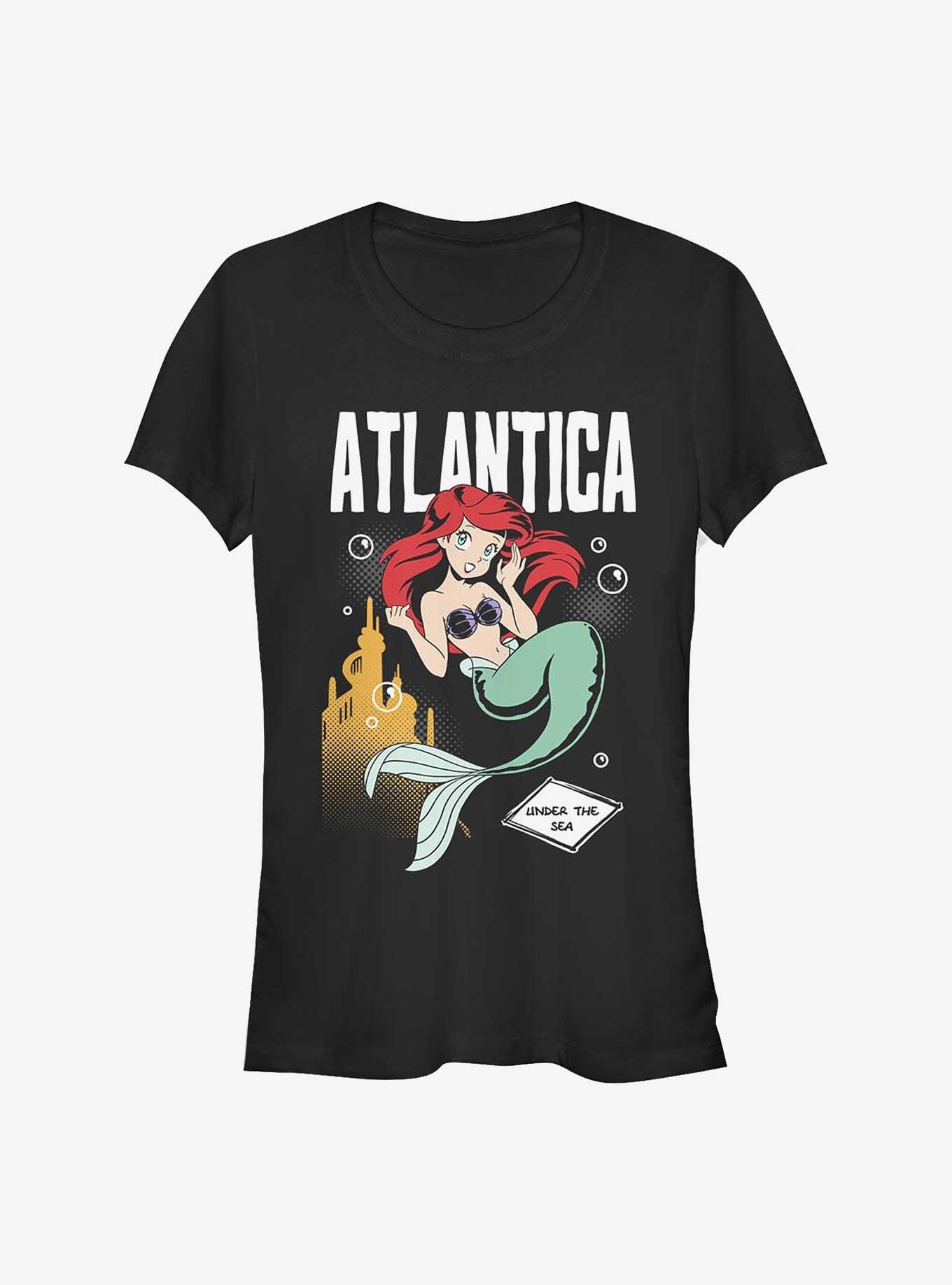 Disney The Little Mermaid Anime Ariel Atlantica Girls T-Shirt, BLACK, hi-res