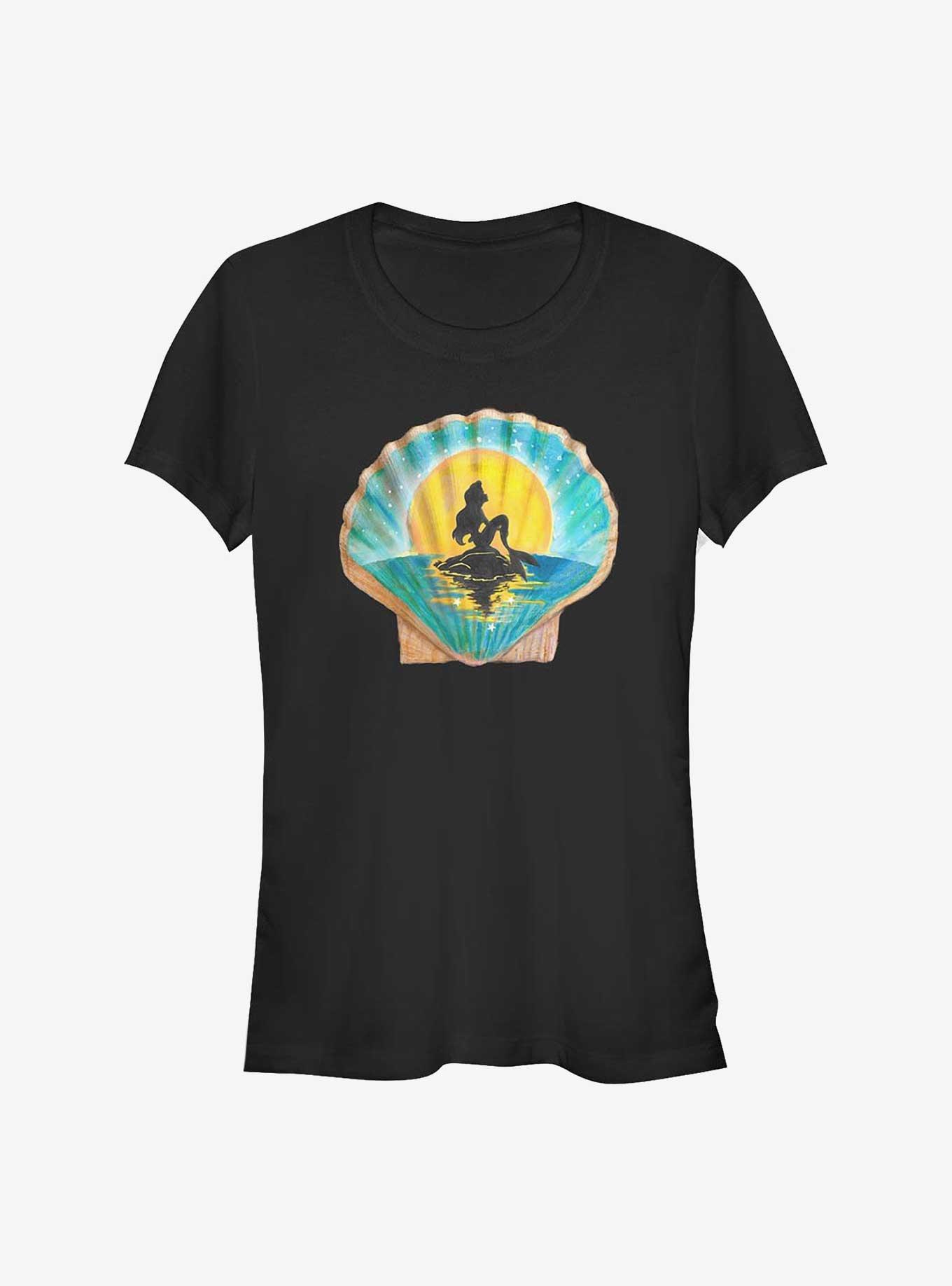 Disney The Little Mermaid Ariel On A Shell Girls T-Shirt, BLACK, hi-res