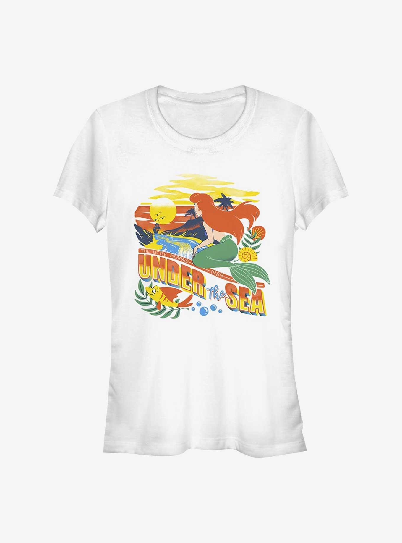 Disney The Little Mermaid Part Of Your World Over The Horizon Girls T-Shirt, WHITE, hi-res