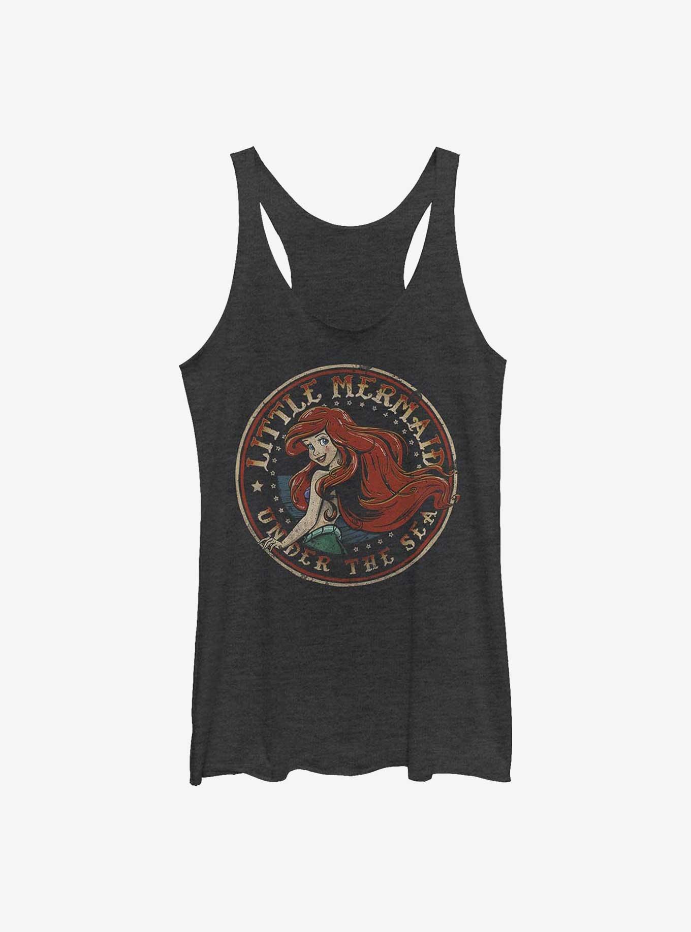 Disney The Little Mermaid Under The Sea Badge Girls Tank, BLK HTR, hi-res