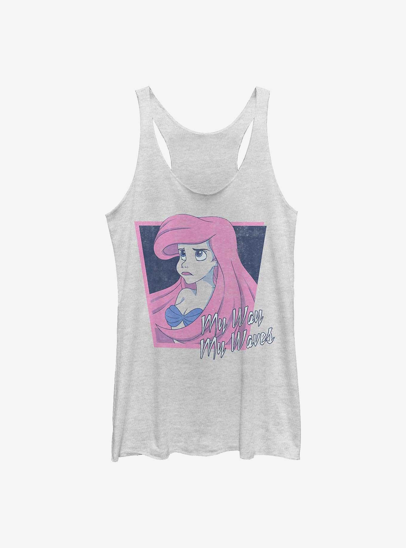 Disney The Little Mermaid Salty As The Sea Girls Tank, WHITE HTR, hi-res