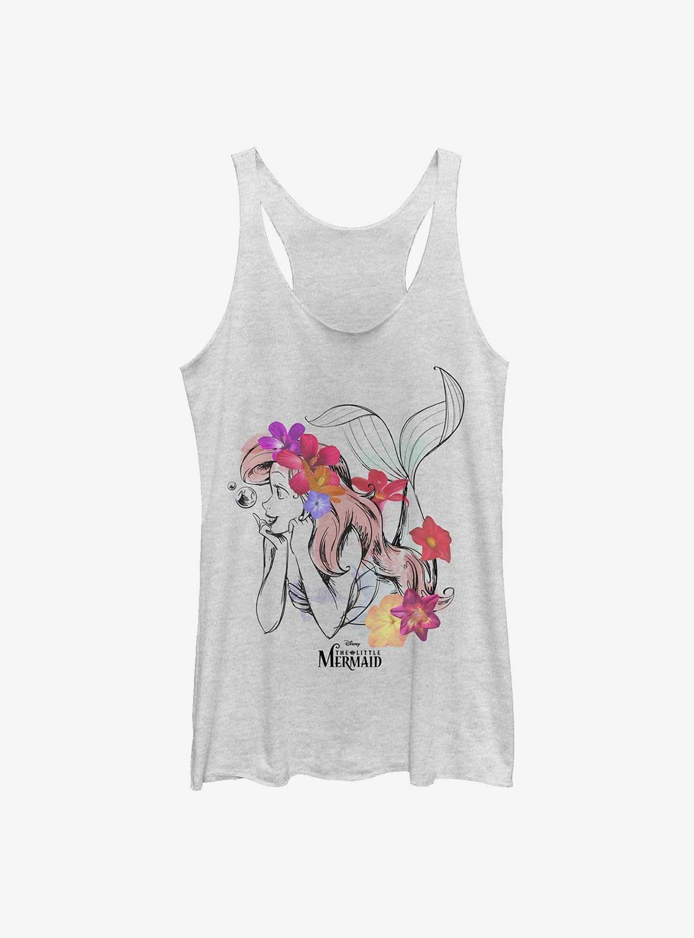 Disney The Little Mermaid Flowers In My Hair Girls Tank, WHITE HTR, hi-res