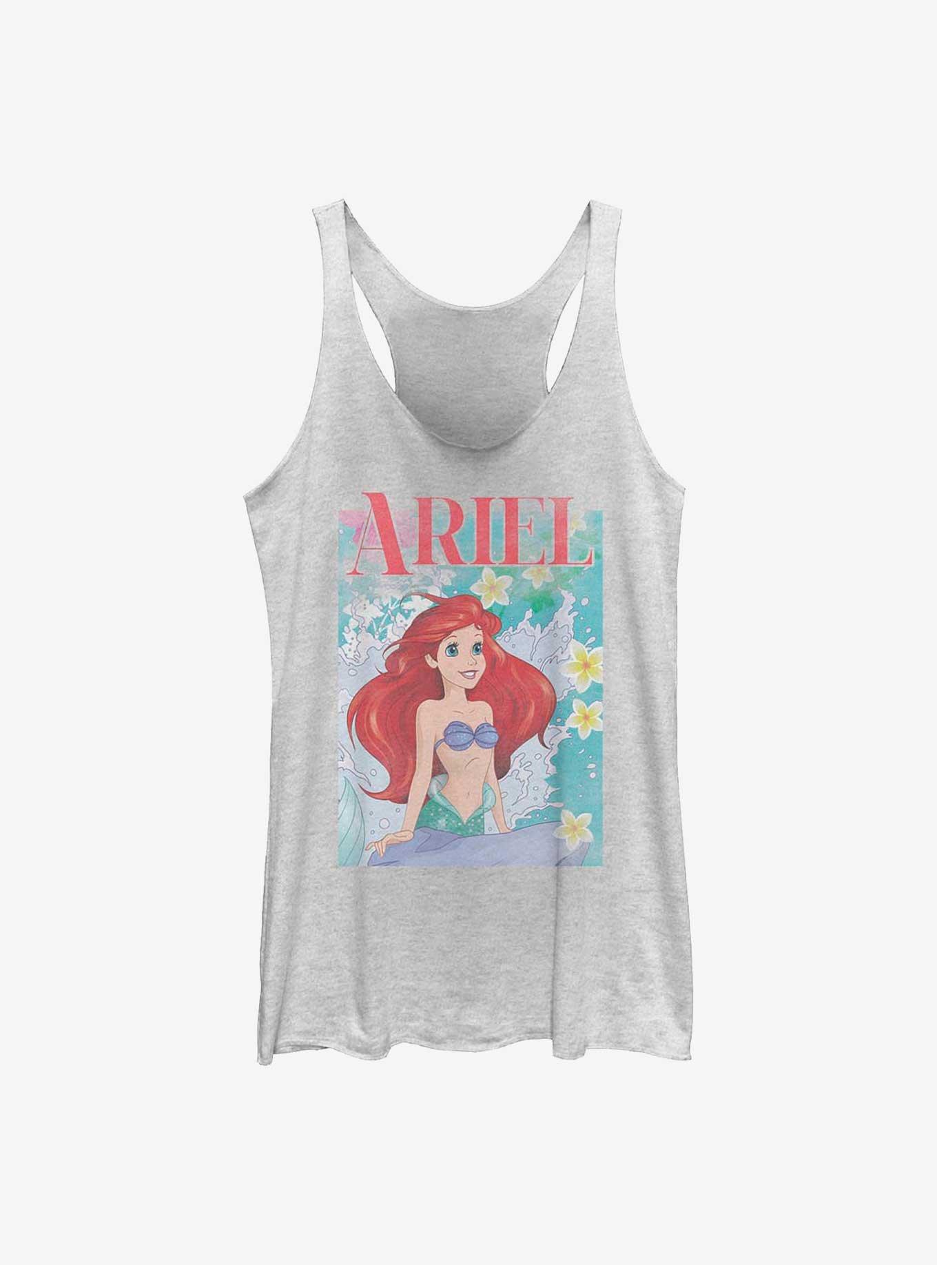 Disney The Little Mermaid Ariel Crashing Waves Poster Girls Tank, WHITE HTR, hi-res