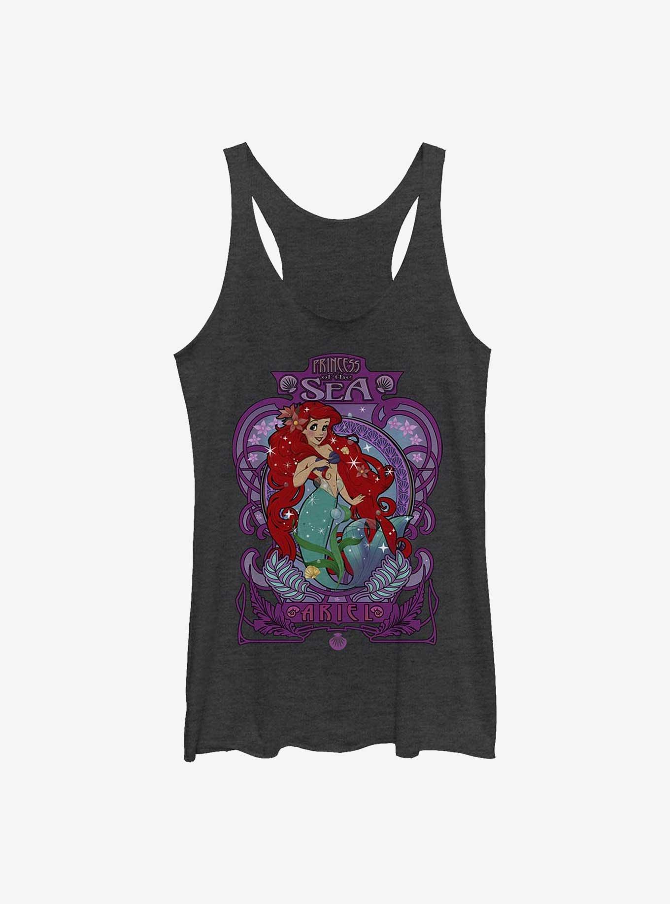 Disney The Little Mermaid Ariel Nouveau Princess Girls Tank, BLK HTR, hi-res
