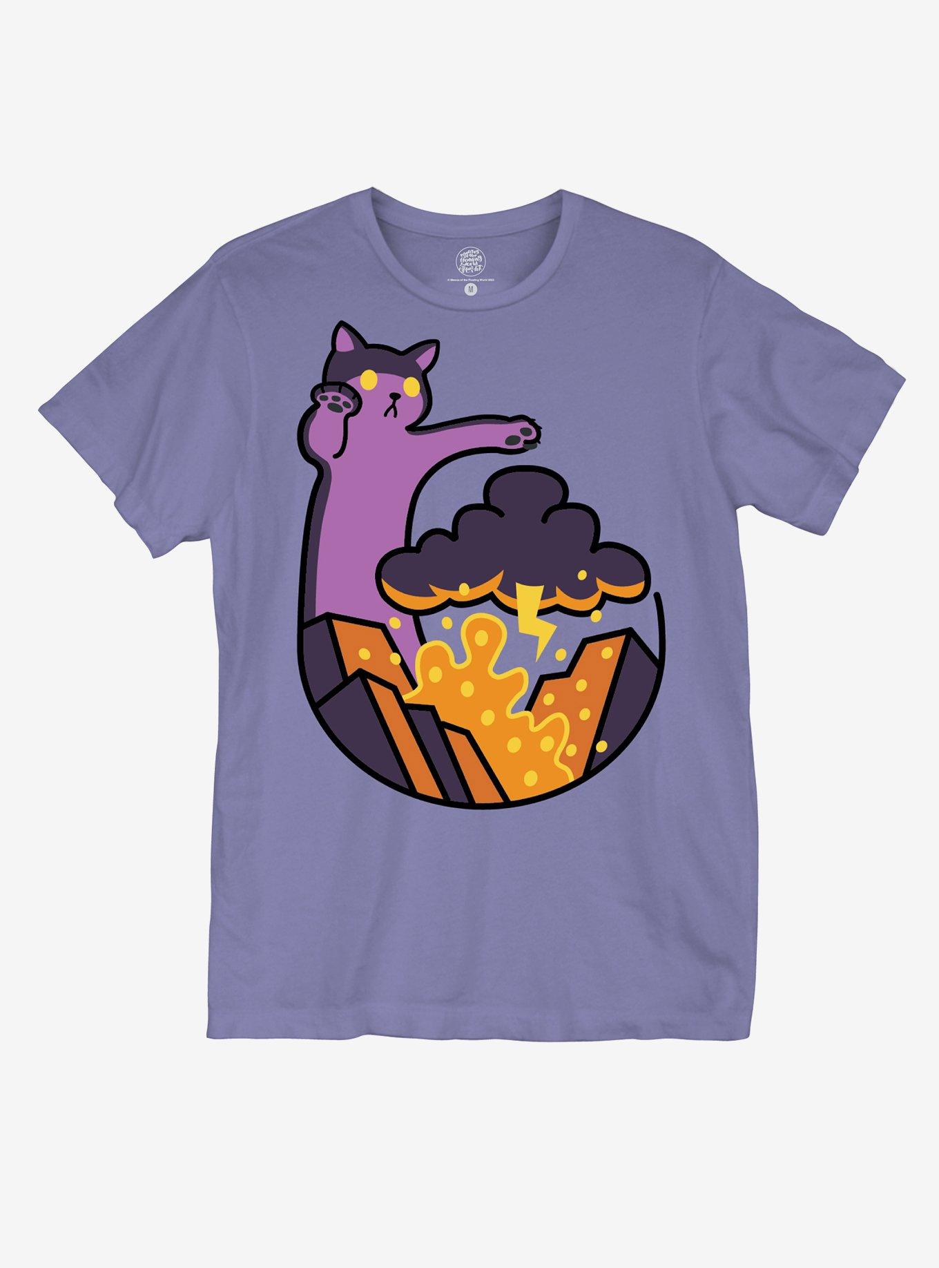 Cat Destroyer T-Shirt By Memes Of The Floating World, PURPLE, hi-res