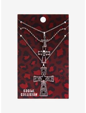 Social Collision Chunky Cross Necklace Set, , hi-res