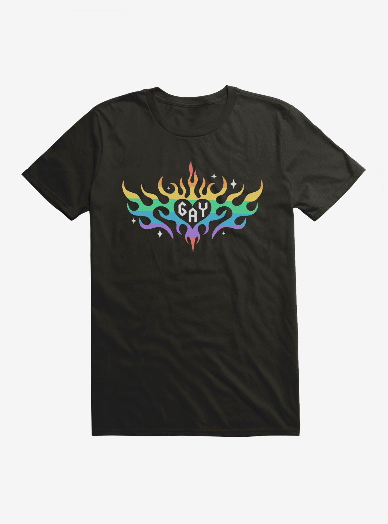 Pride Rainbow Flame Heart T-Shirt, , hi-res