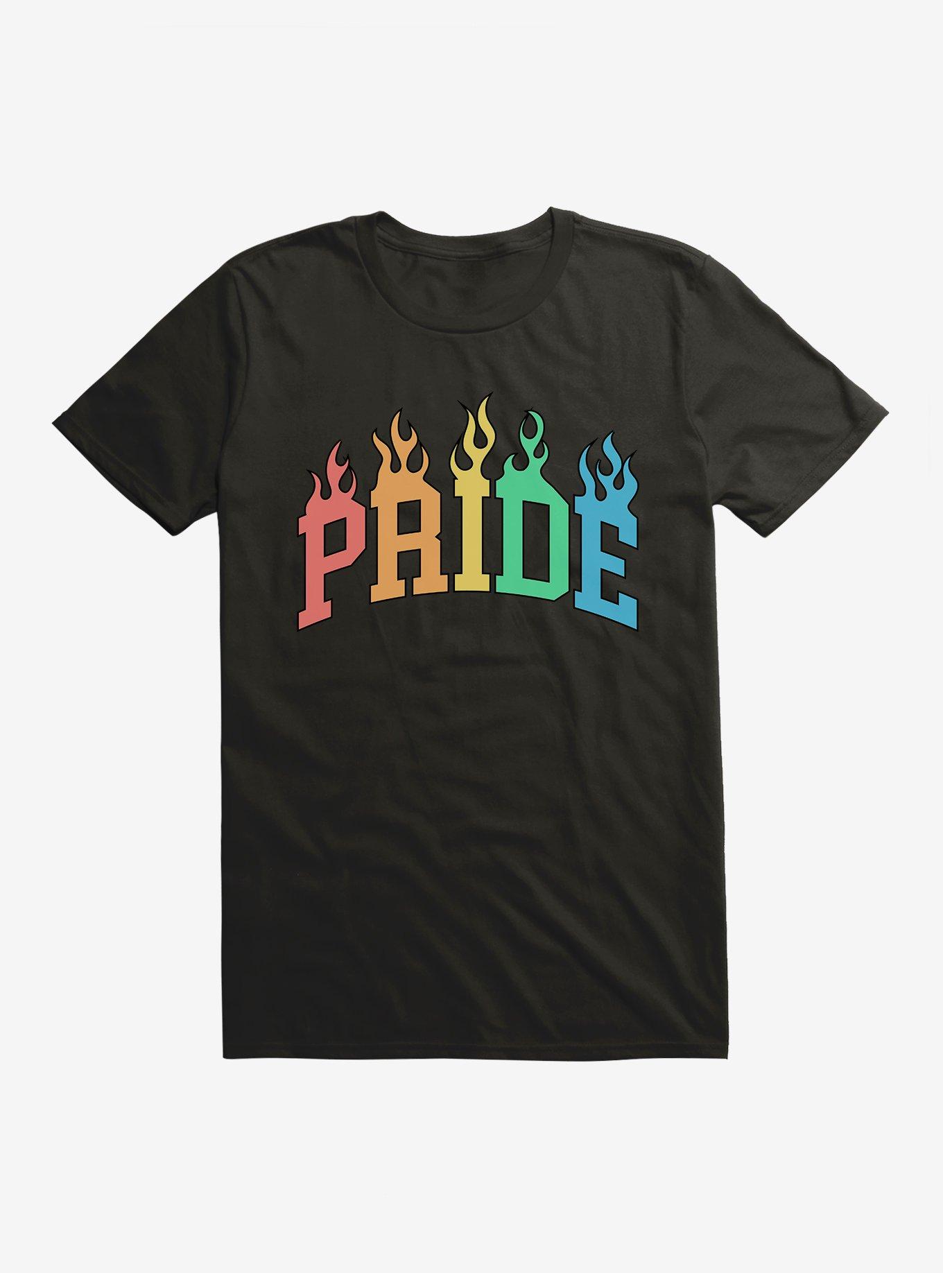 Pride Collegiate Pride Flames T-Shirt, BLACK, hi-res