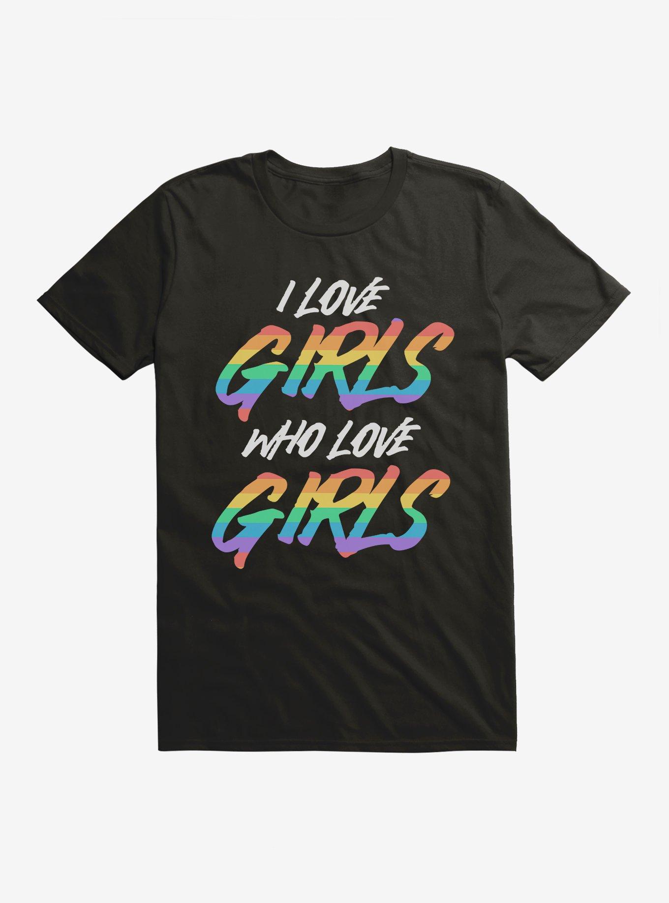 Pride I Love Girls Who Love Girls T-Shirt, BLACK, hi-res