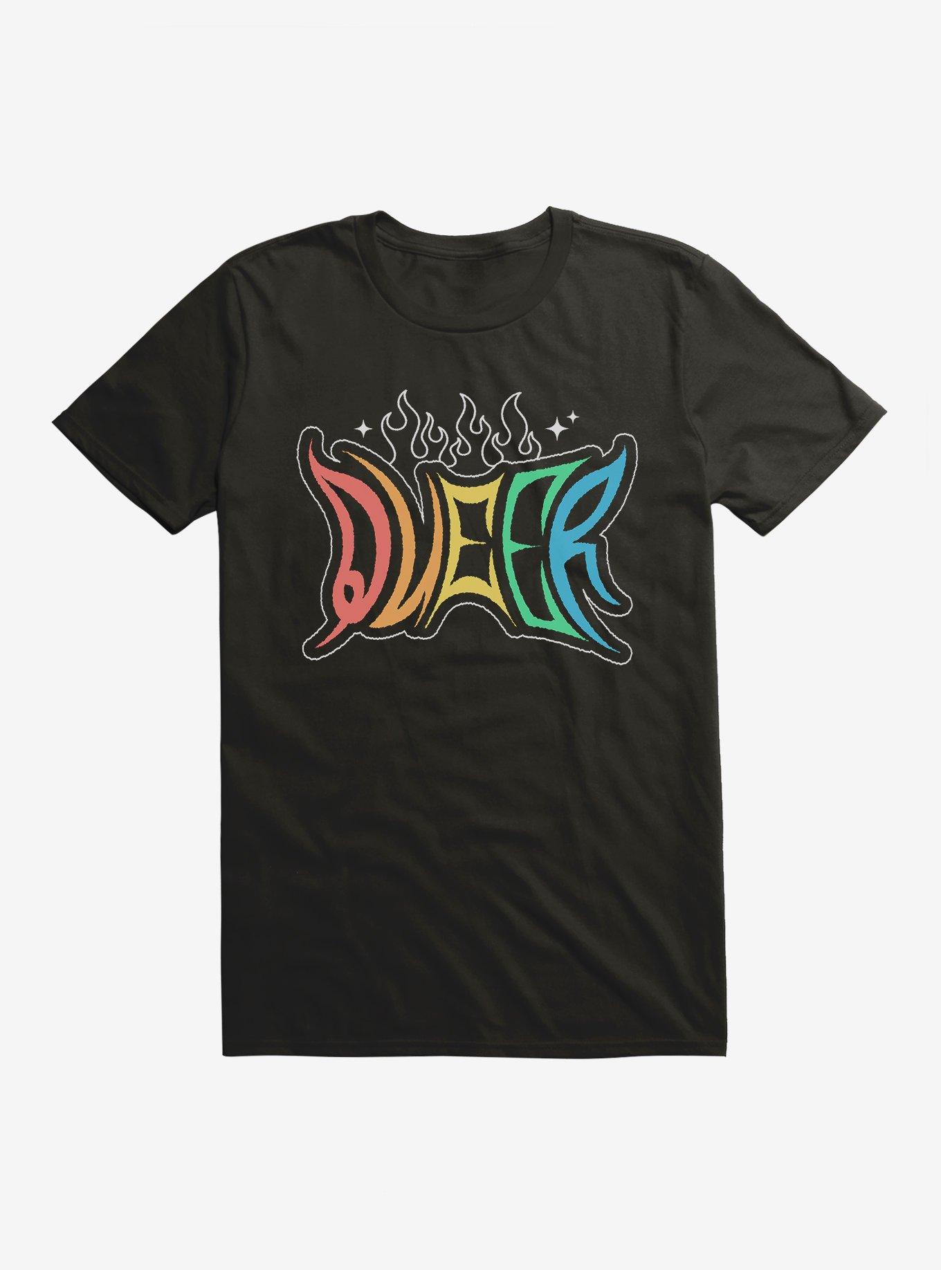 Pride Queer Flames T-Shirt, BLACK, hi-res