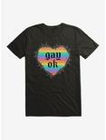 Pride Gay Ok Rainbow Heart T-Shirt, BLACK, hi-res