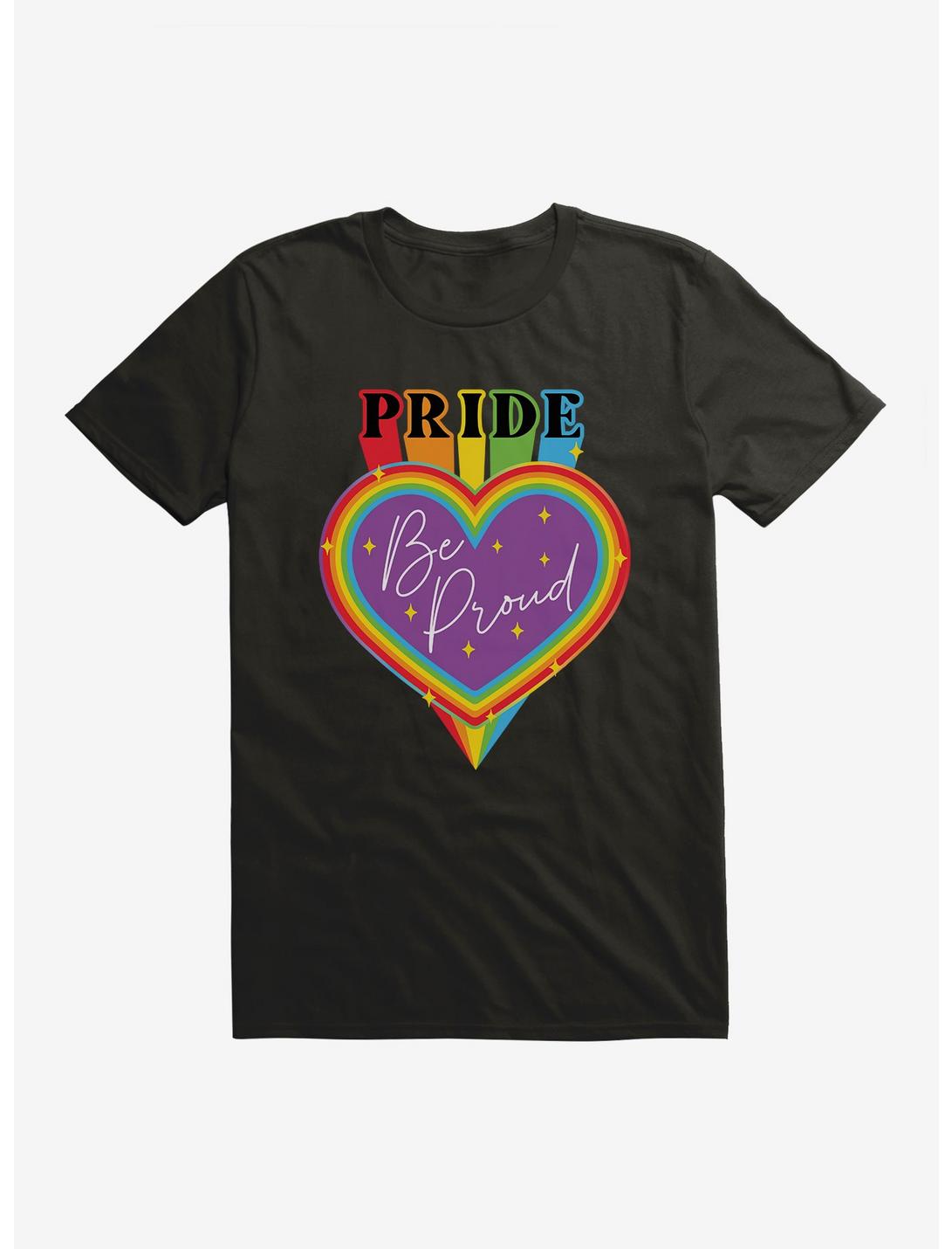 Pride Be Proud Heart Sparkles T-Shirt, BLACK, hi-res