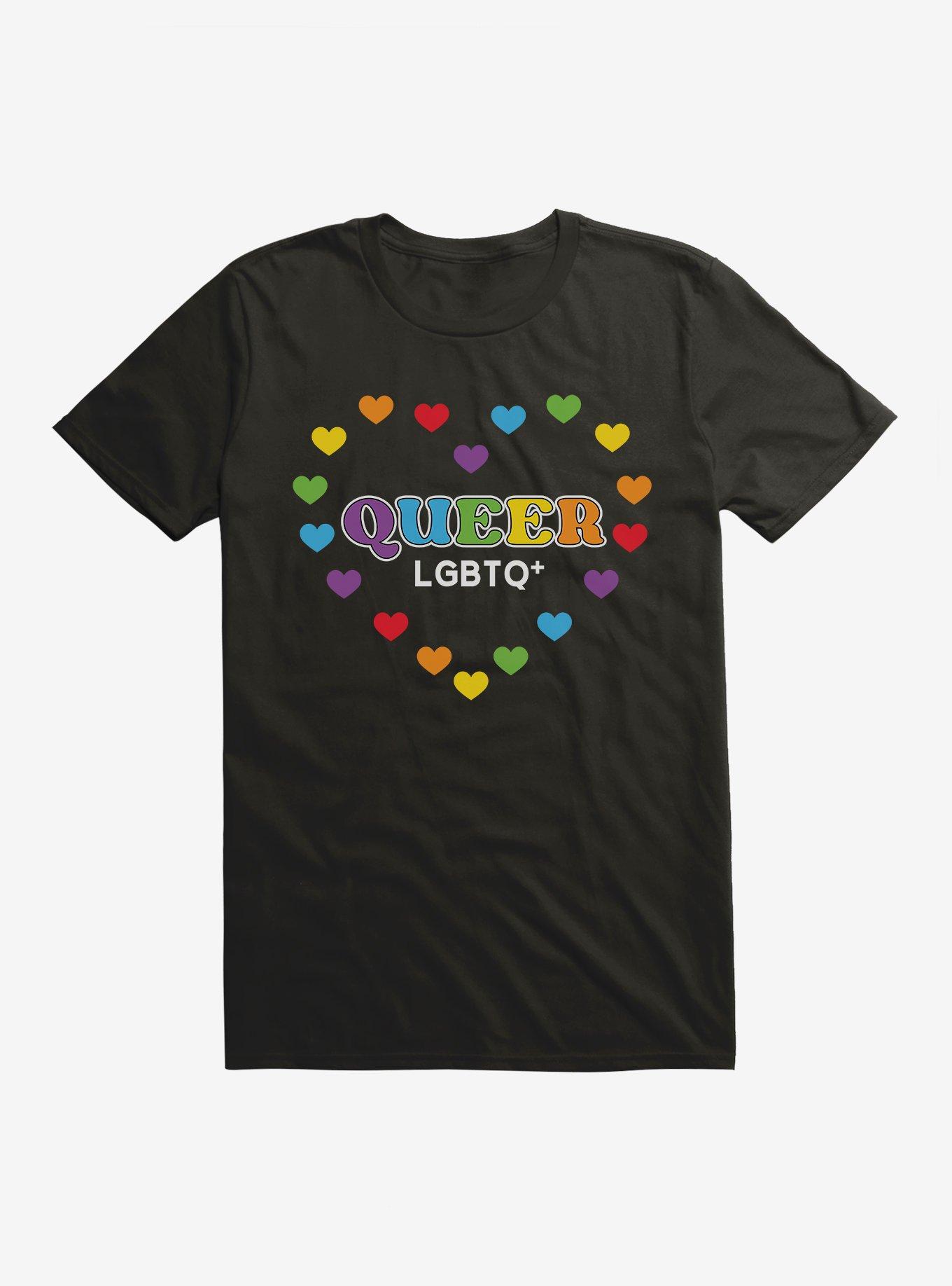 Pride Queer Hearts T-Shirt, BLACK, hi-res