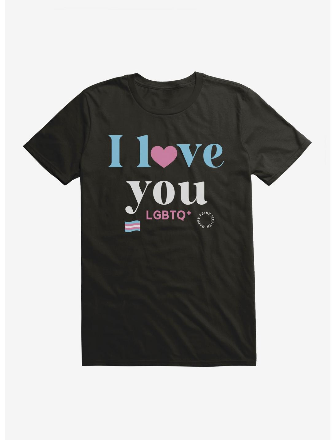 Pride I Love You Transgender Flag T-Shirt, BLACK, hi-res