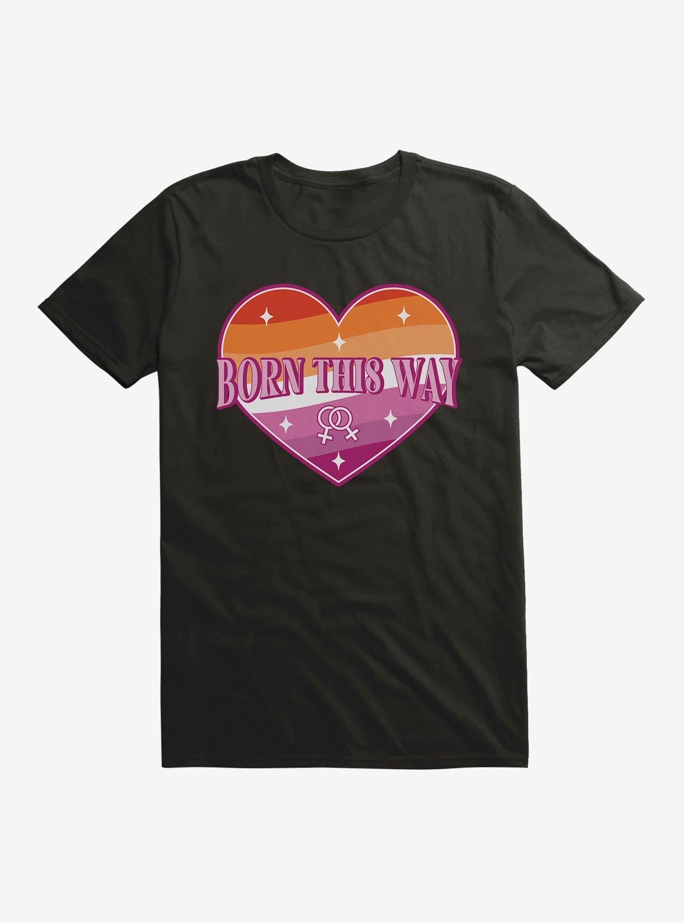 Pride Born This Way Lesbian Heart T-Shirt, , hi-res
