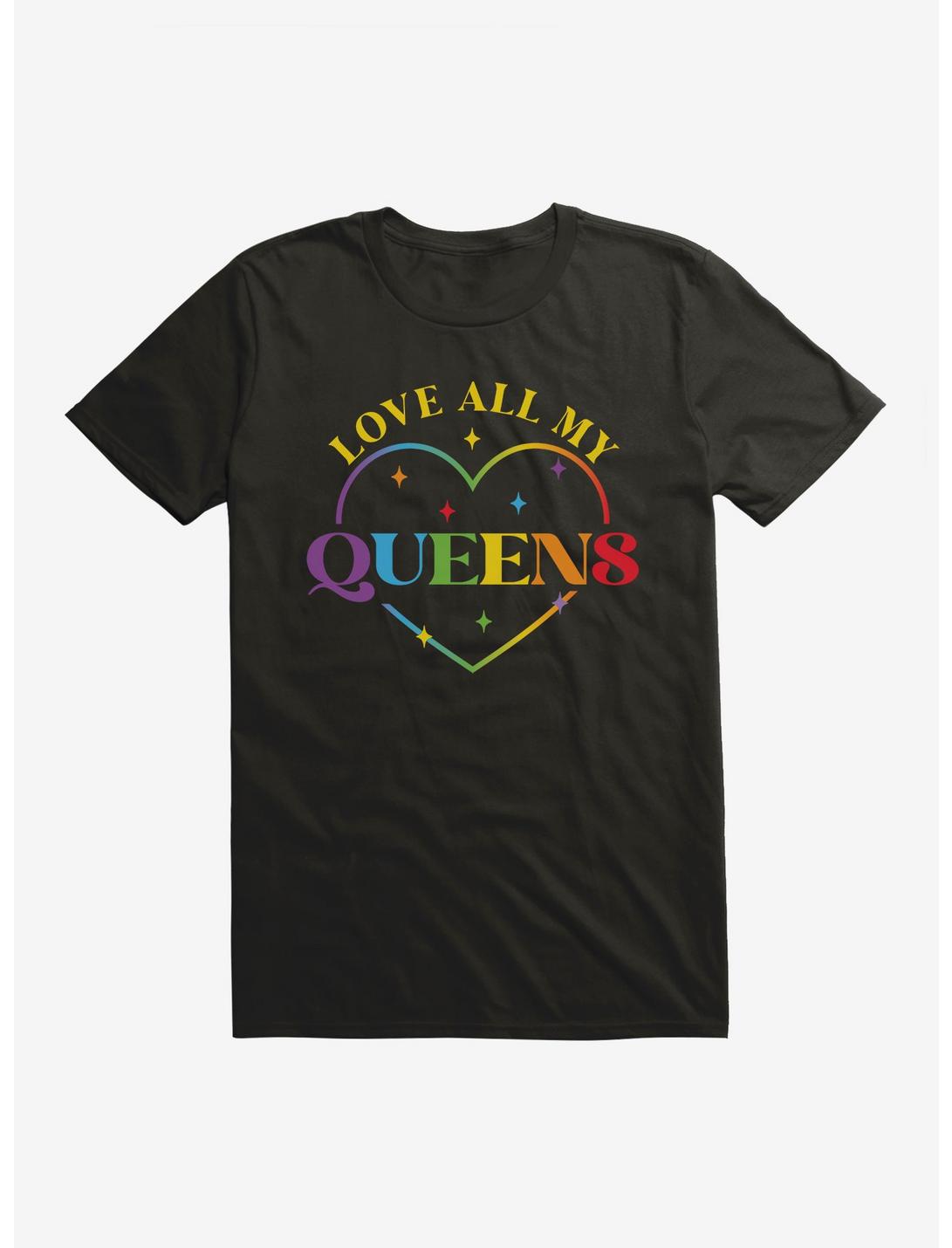 Pride Love All My Queens Heart T-Shirt, BLACK, hi-res