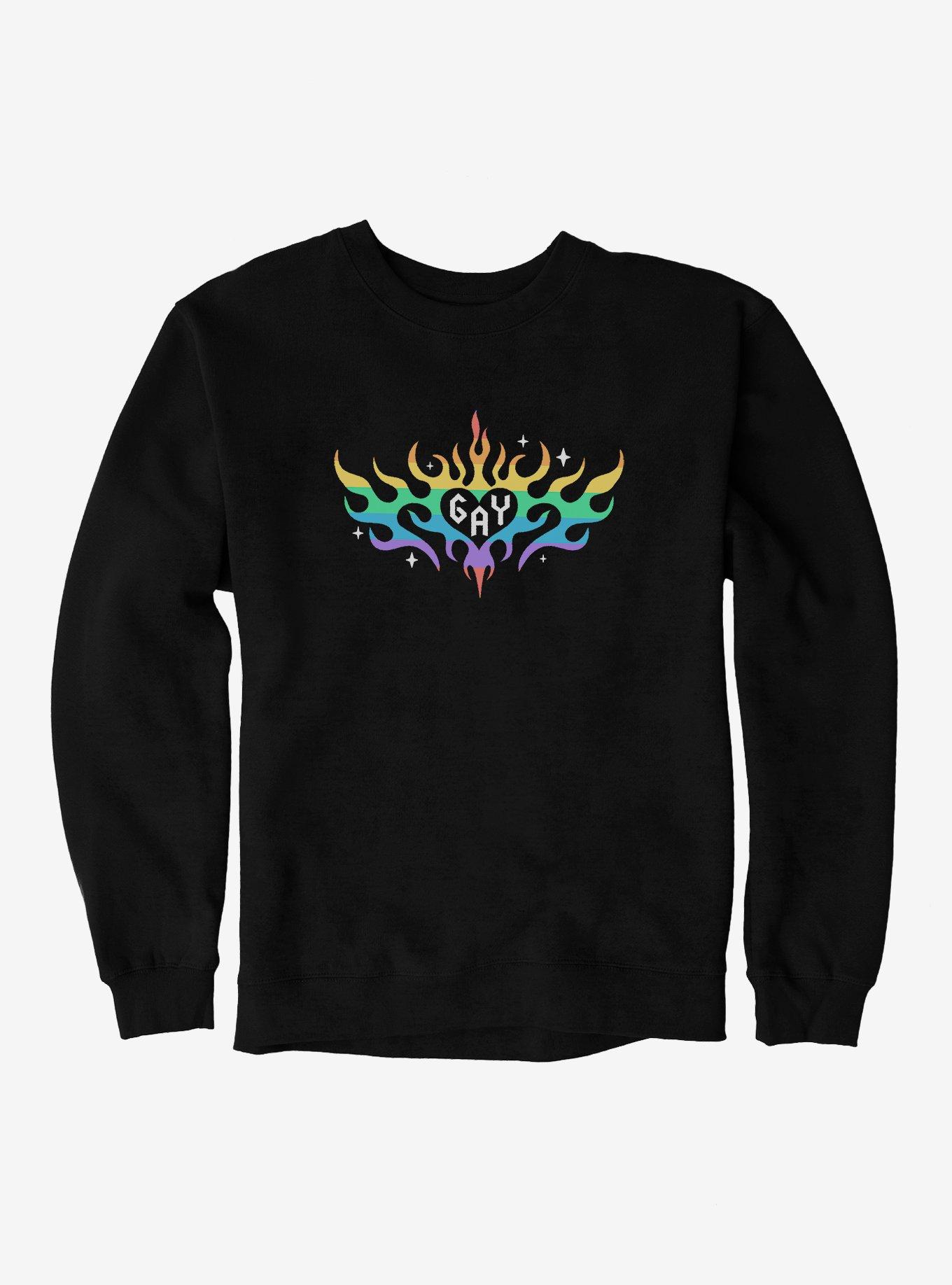 Pride Rainbow Flame Heart Sweatshirt, , hi-res