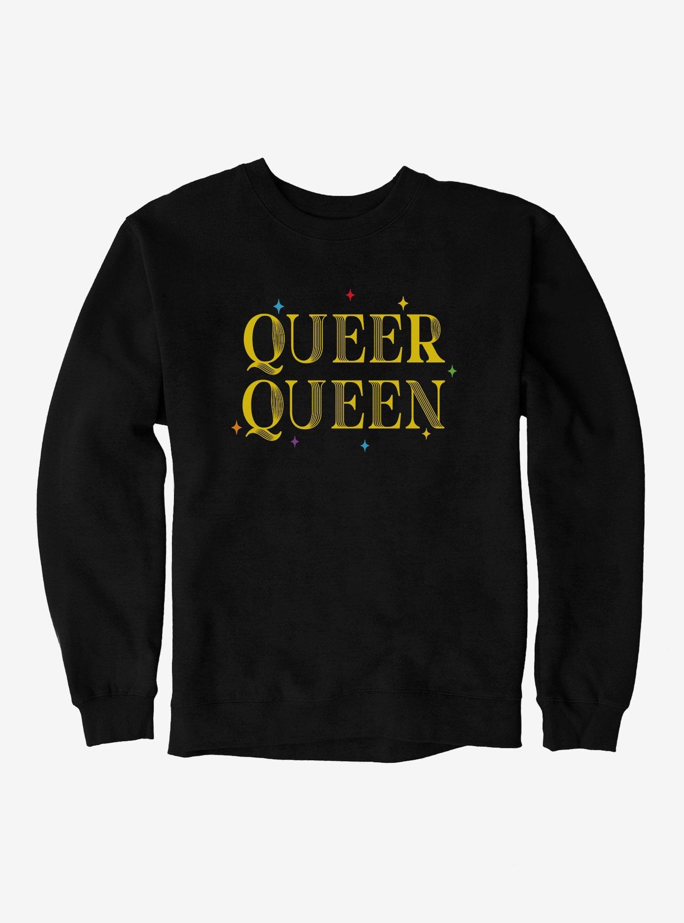 Pride Queer Queen Sparkle Sweatshirt, BLACK, hi-res