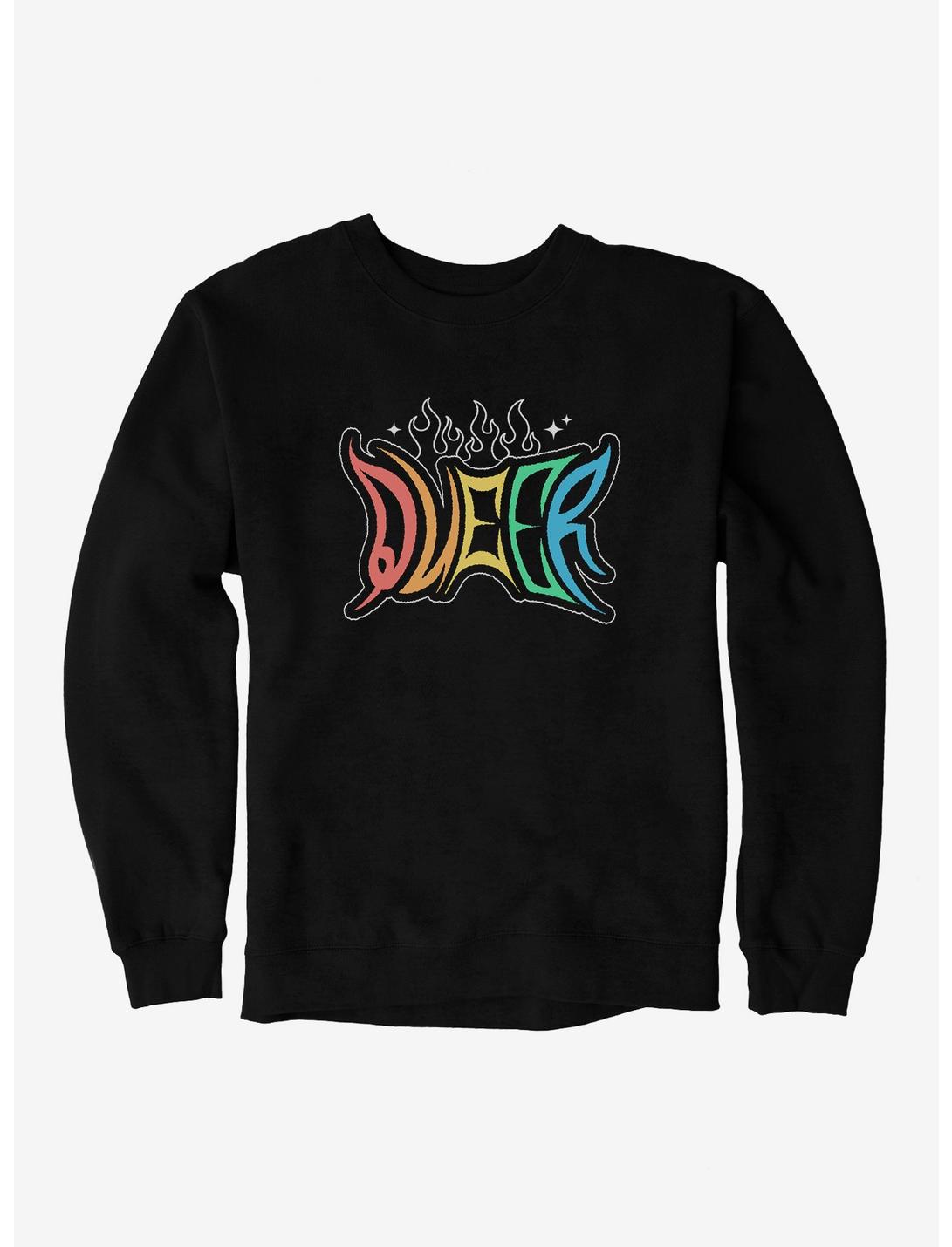 Pride Queer Flames Sweatshirt, BLACK, hi-res