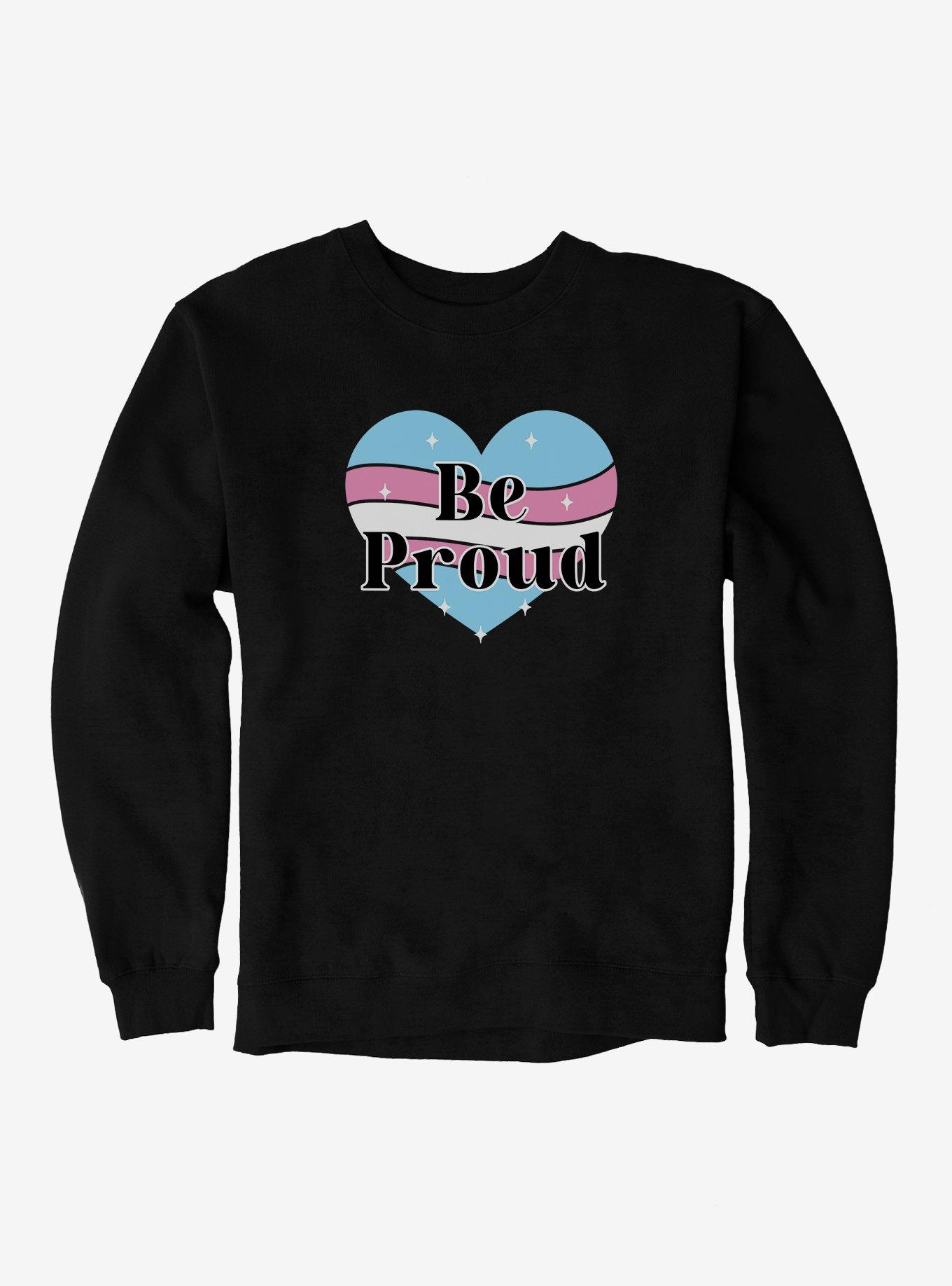 Pride Be Proud Heart Transgender Colors Sweatshirt, BLACK, hi-res