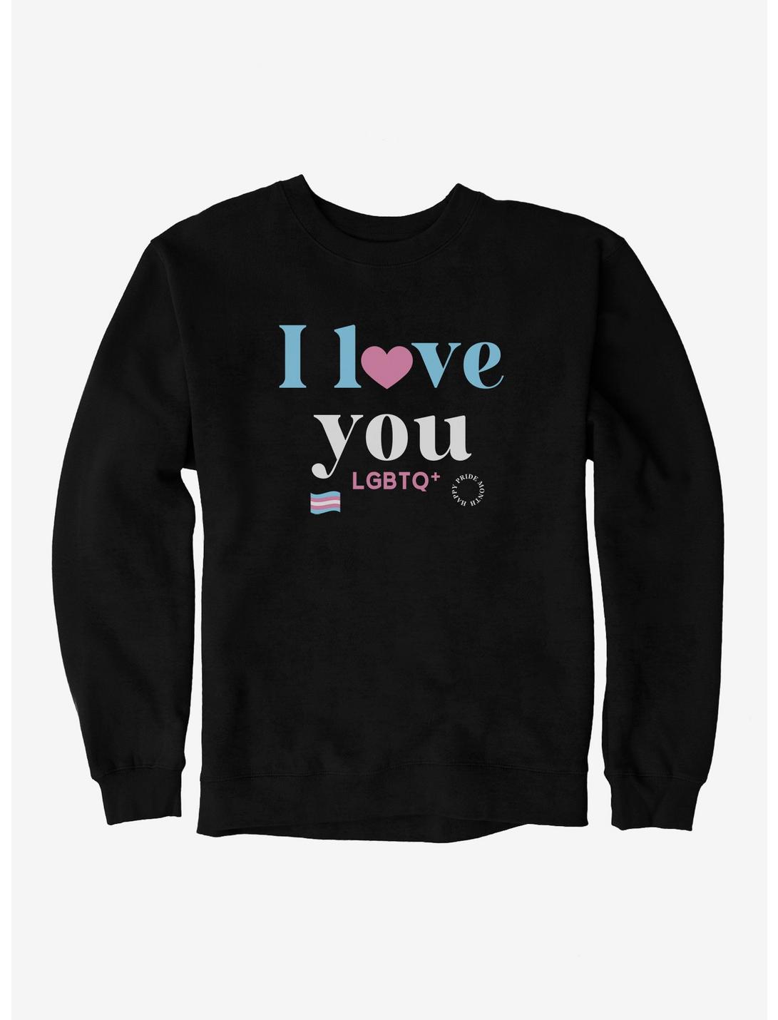 Pride I Love You Transgender Flag Sweatshirt, BLACK, hi-res