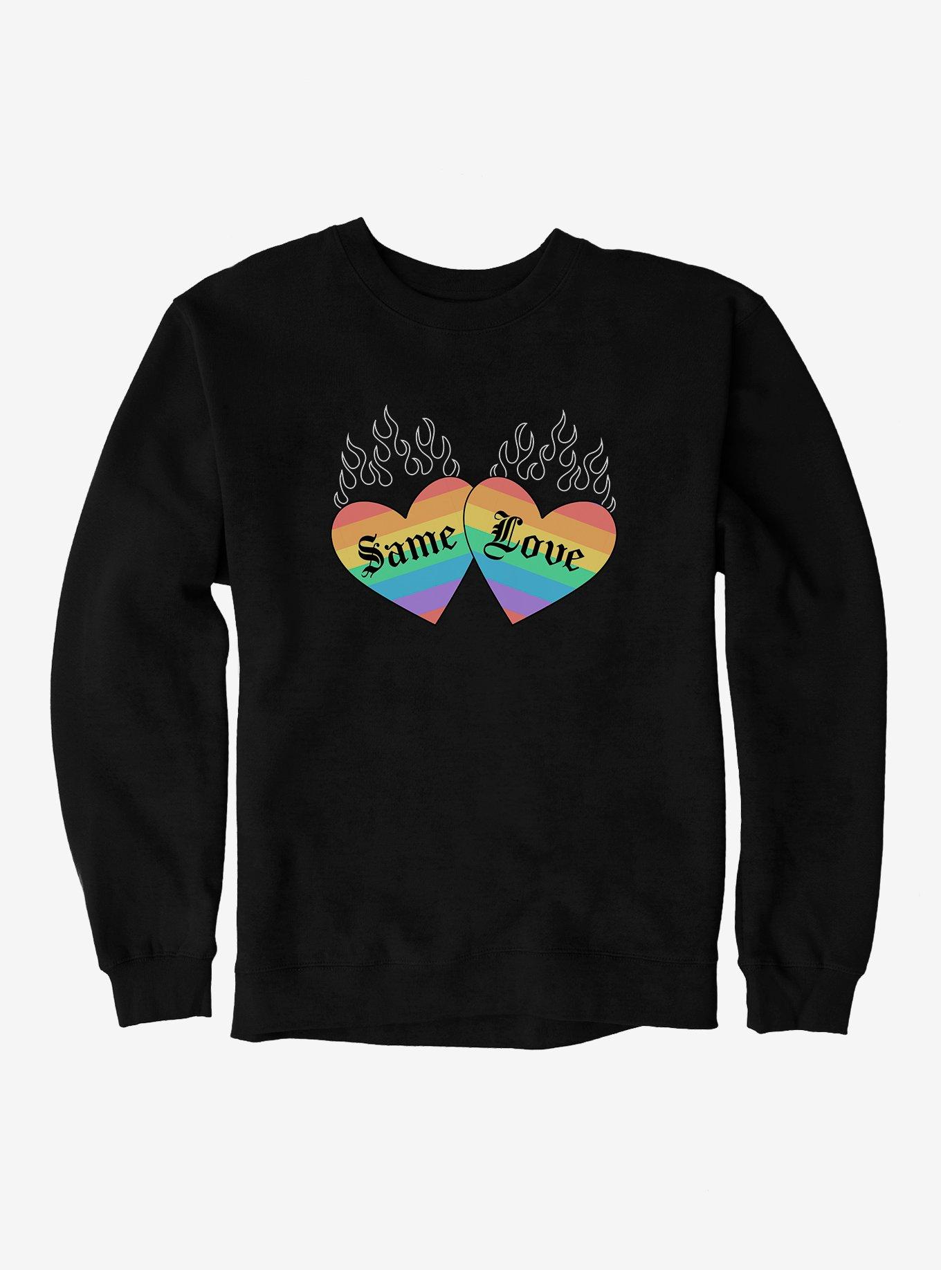 Pride Same Love Rainbow Hearts Sweatshirt, BLACK, hi-res