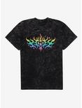 Pride Rainbow Flame Heart Mineral Wash T-Shirt, BLACK MINERAL WASH, hi-res