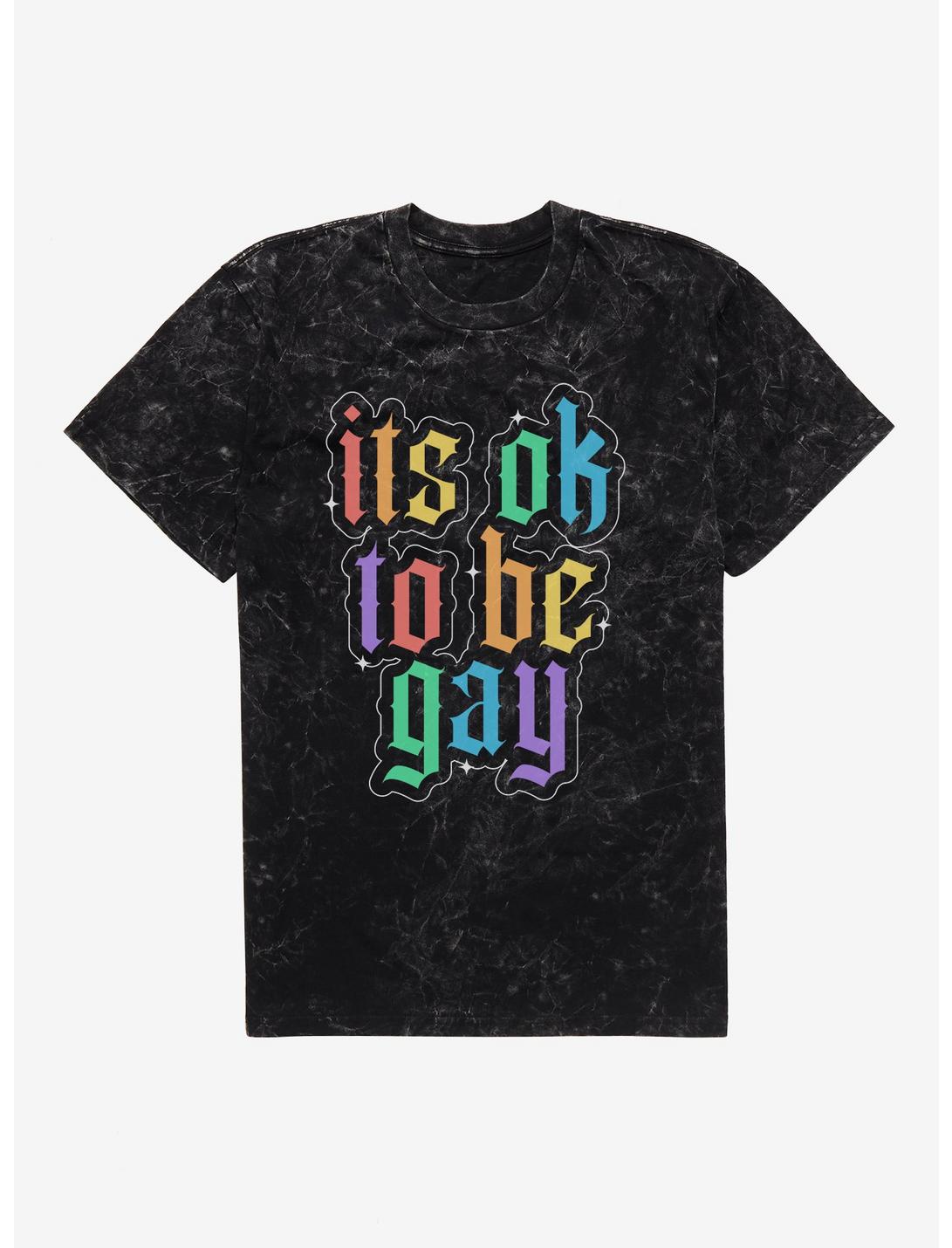 Pride It's Ok To Be Gay Mineral Wash T-Shirt, BLACK MINERAL WASH, hi-res