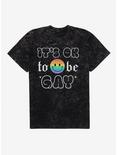 Pride It's Ok Smiley Rainbow Face Mineral Wash T-Shirt, BLACK MINERAL WASH, hi-res