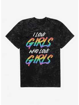 Pride I Love Girls Who Love Girls Mineral Wash T-Shirt, , hi-res