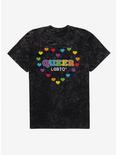 Pride Queer Hearts Mineral Wash T-Shirt, BLACK MINERAL WASH, hi-res