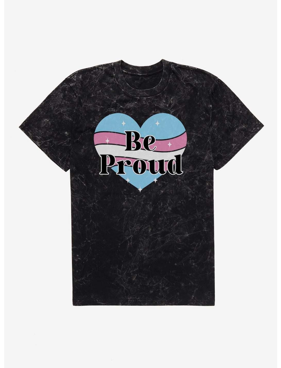 Pride Be Proud Heart Transgender Colors Mineral Wash T-Shirt, BLACK MINERAL WASH, hi-res