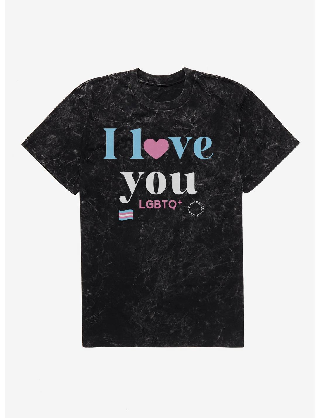 Pride I Love You Transgender Flag Mineral Wash T-Shirt, BLACK MINERAL WASH, hi-res